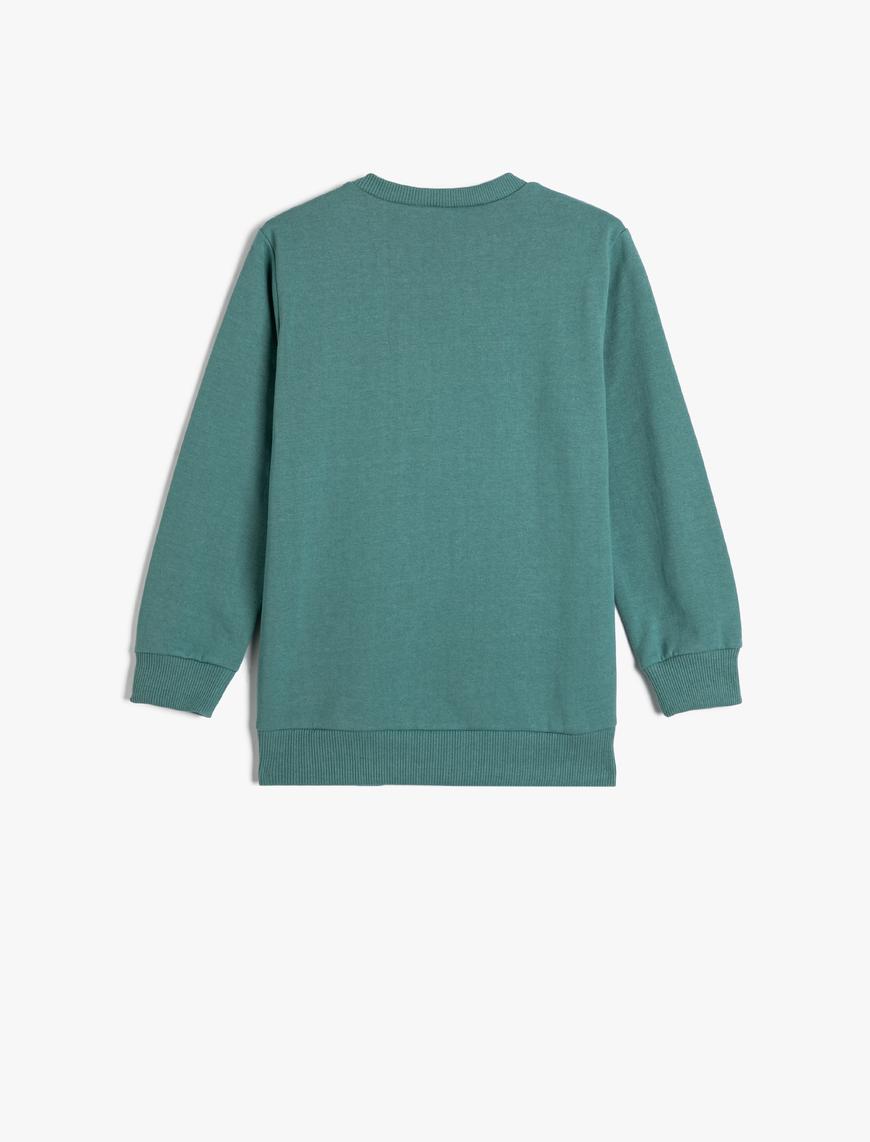  Erkek Çocuk Sweatshirt Şardonlu Kaykay Baskılı Bisiklet Yaka