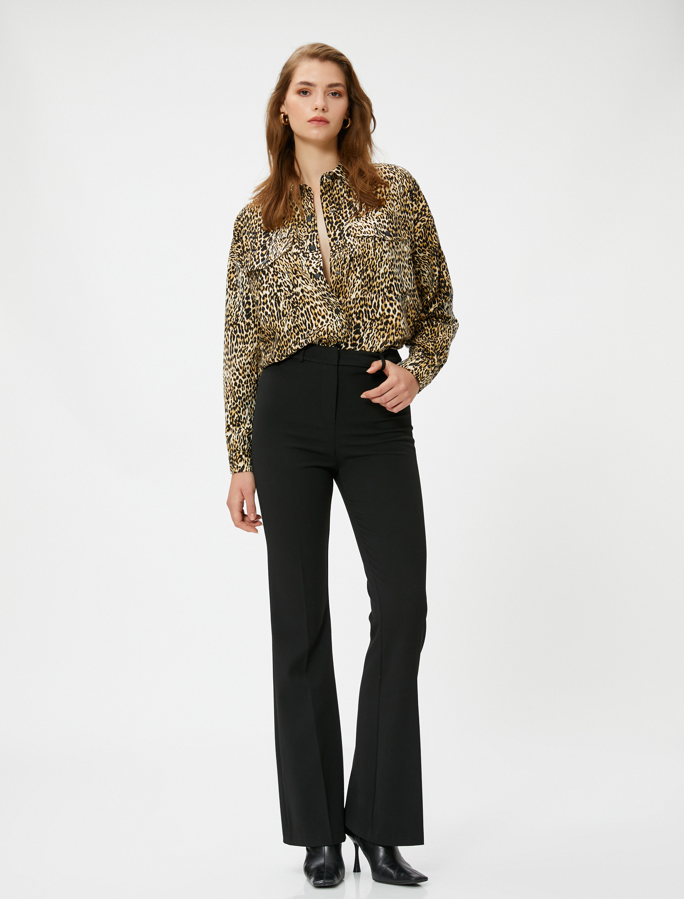   Viskon Gömlek Uzun Kollu Cepli