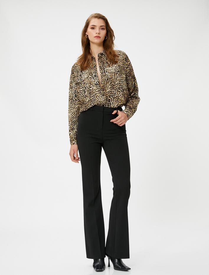  Viskon Gömlek Uzun Kollu Cepli