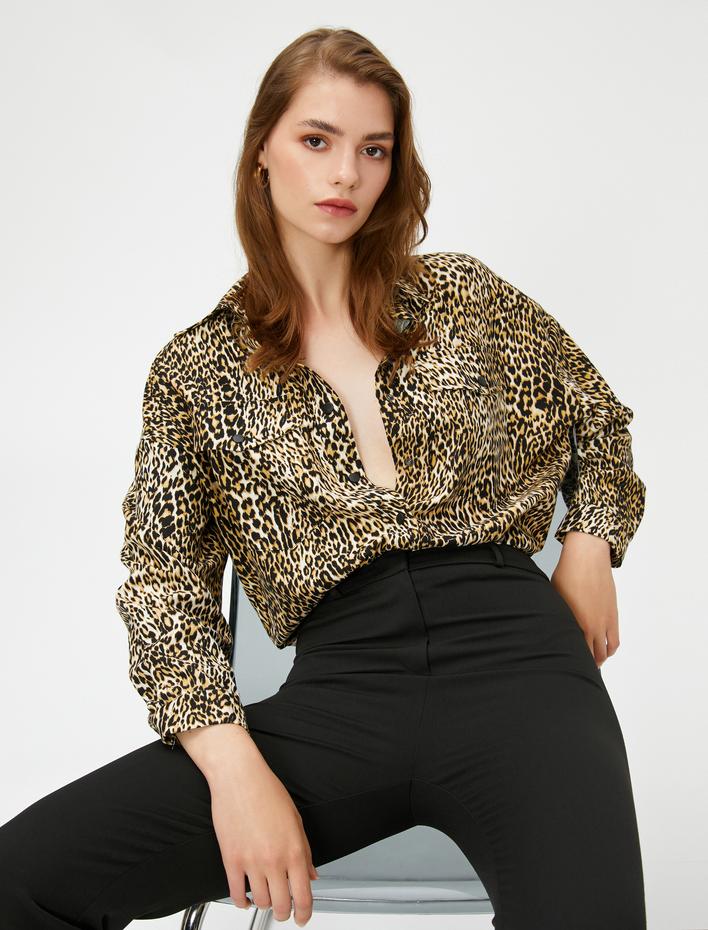  Viskon Gömlek Uzun Kollu Cepli