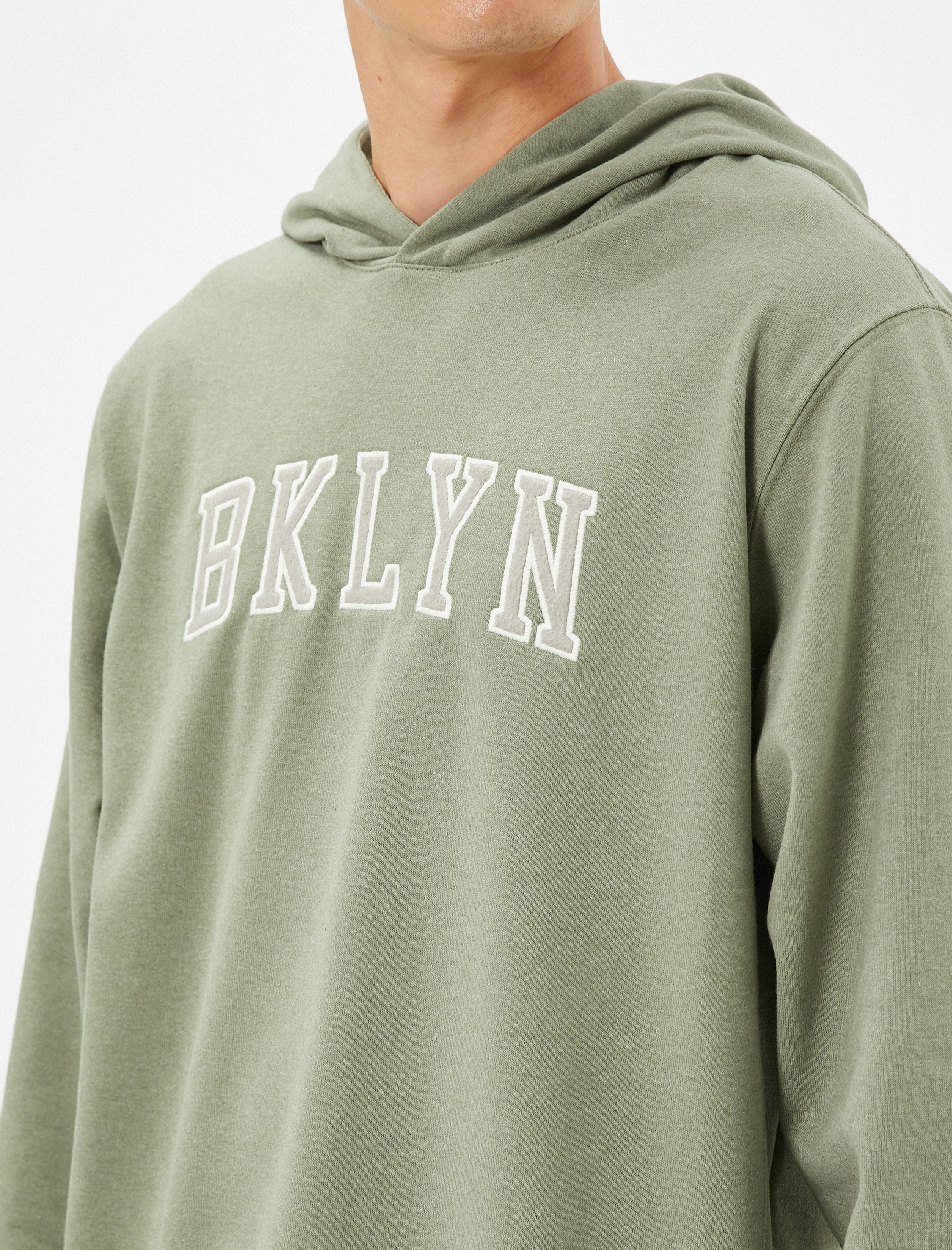   Kapşonlu Kolej Sweat Slogan İşlemeli Uzun Kollu