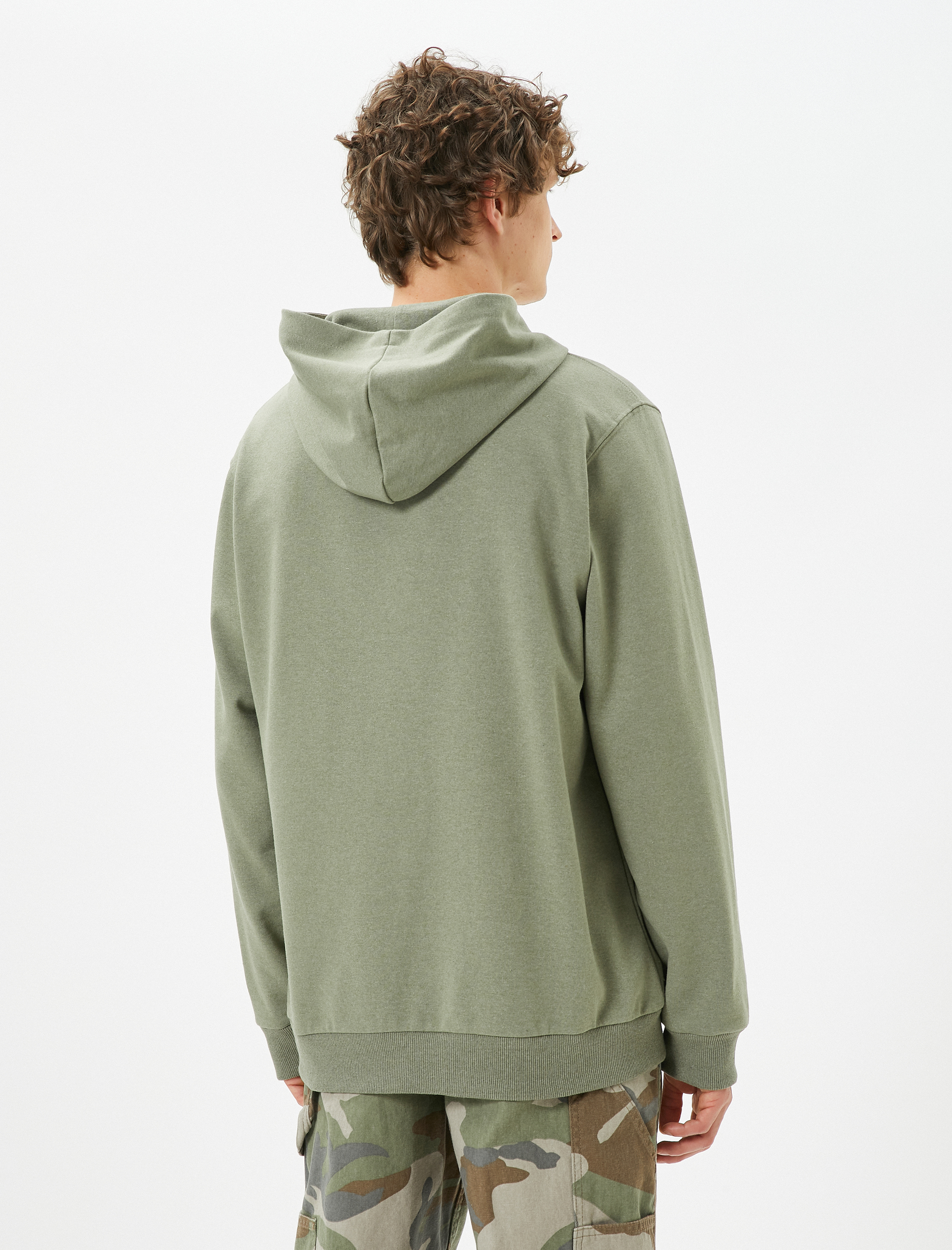   Kapşonlu Kolej Sweat Slogan İşlemeli Uzun Kollu