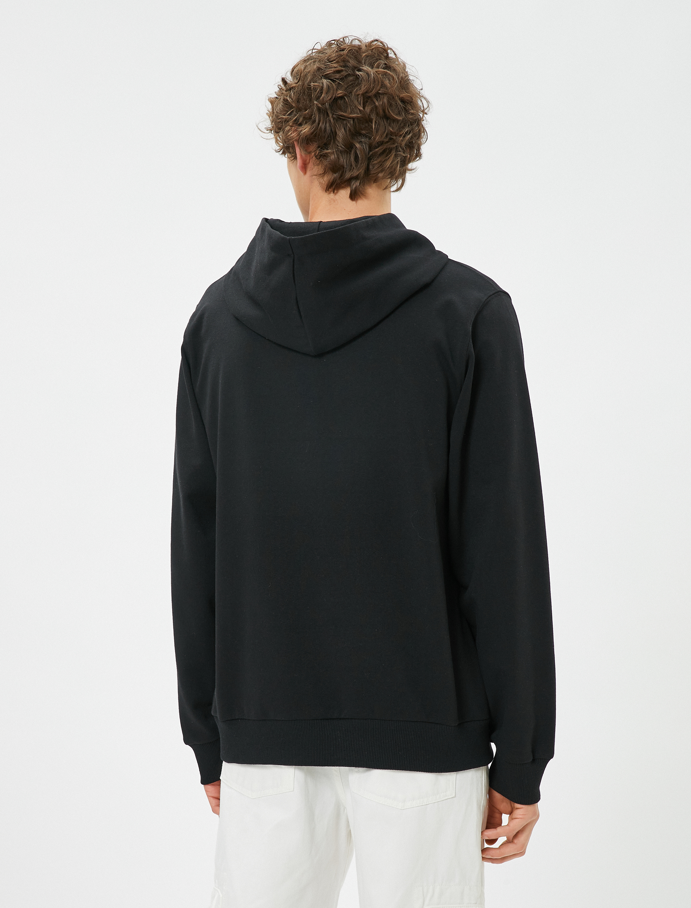   Kapşonlu Kolej Sweat Slogan İşlemeli Uzun Kollu