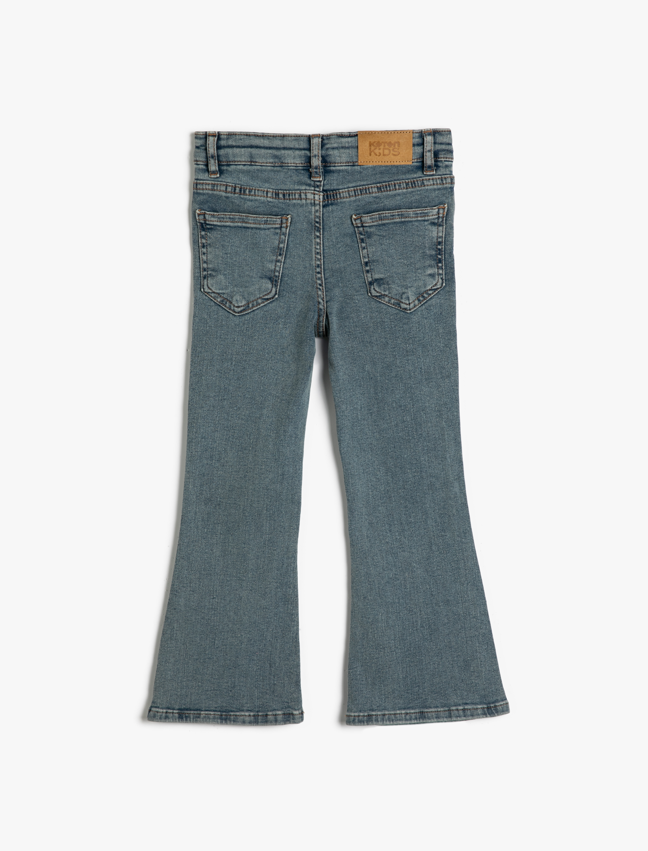  Kız Çocuk İspanyol Paça Kot Pantolon Pamuklu Cepli - Flare Jean