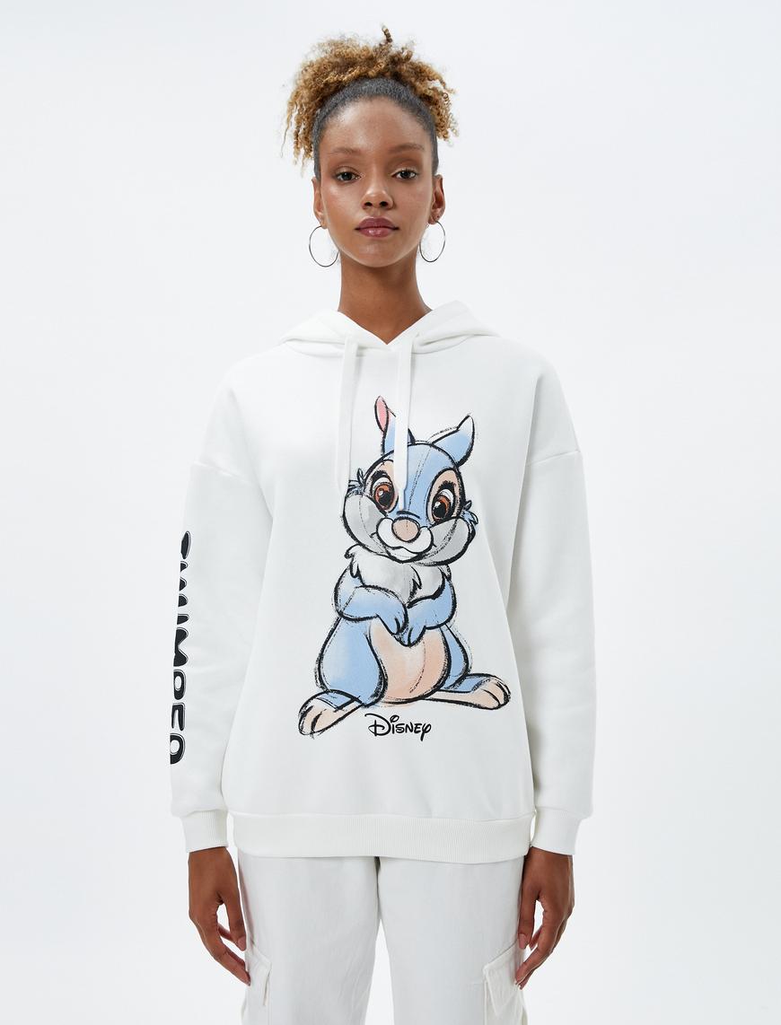   Kapşonlu Bambi Sweatshirt Baskılı Lisanslı Uzun Kollu