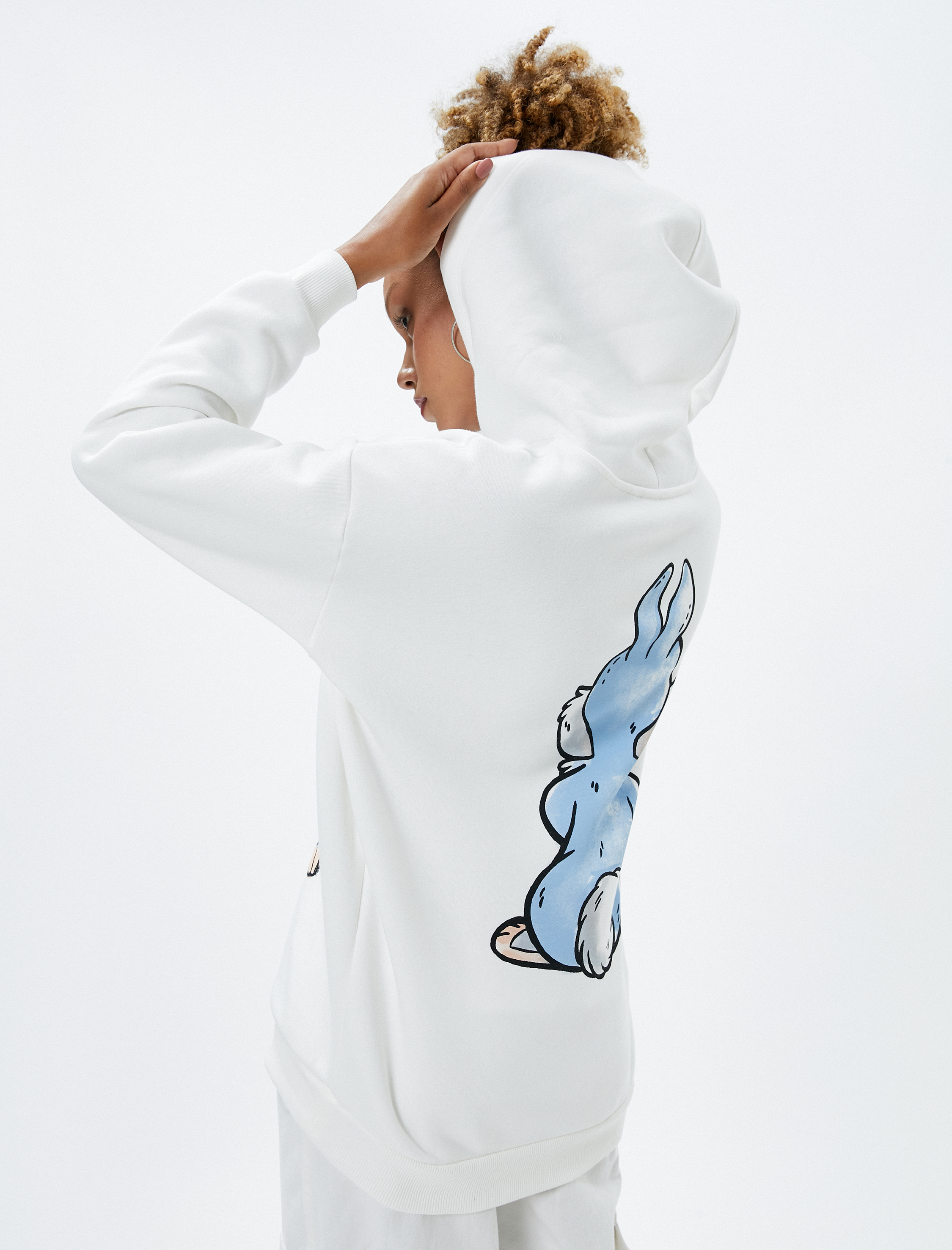   Şardonlu Kapşonlu Bambi Sweatshirt Baskılı Lisanslı Uzun Kollu