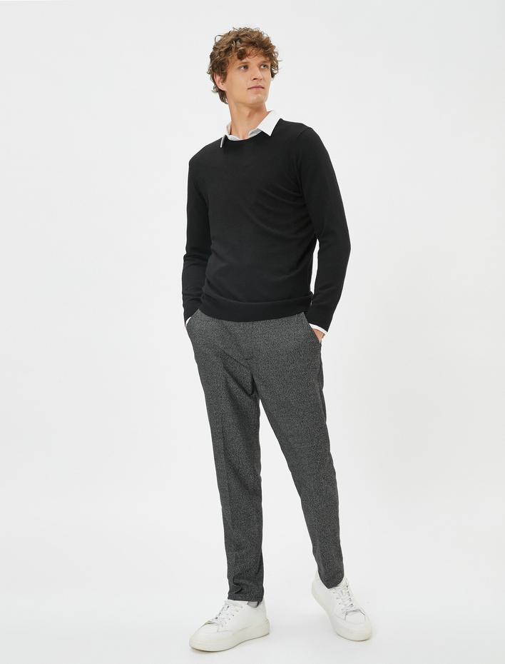  Kırçıllı Dokuma Pantolon Cep Detaylı Düğmeli