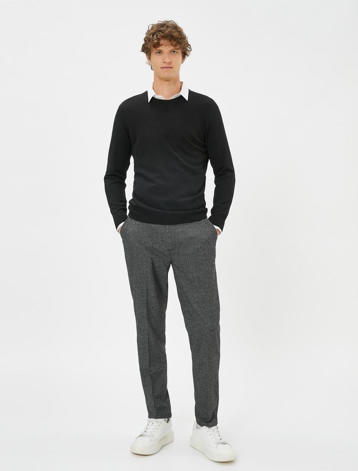  Kırçıllı Dokuma Pantolon Cep Detaylı Düğmeli