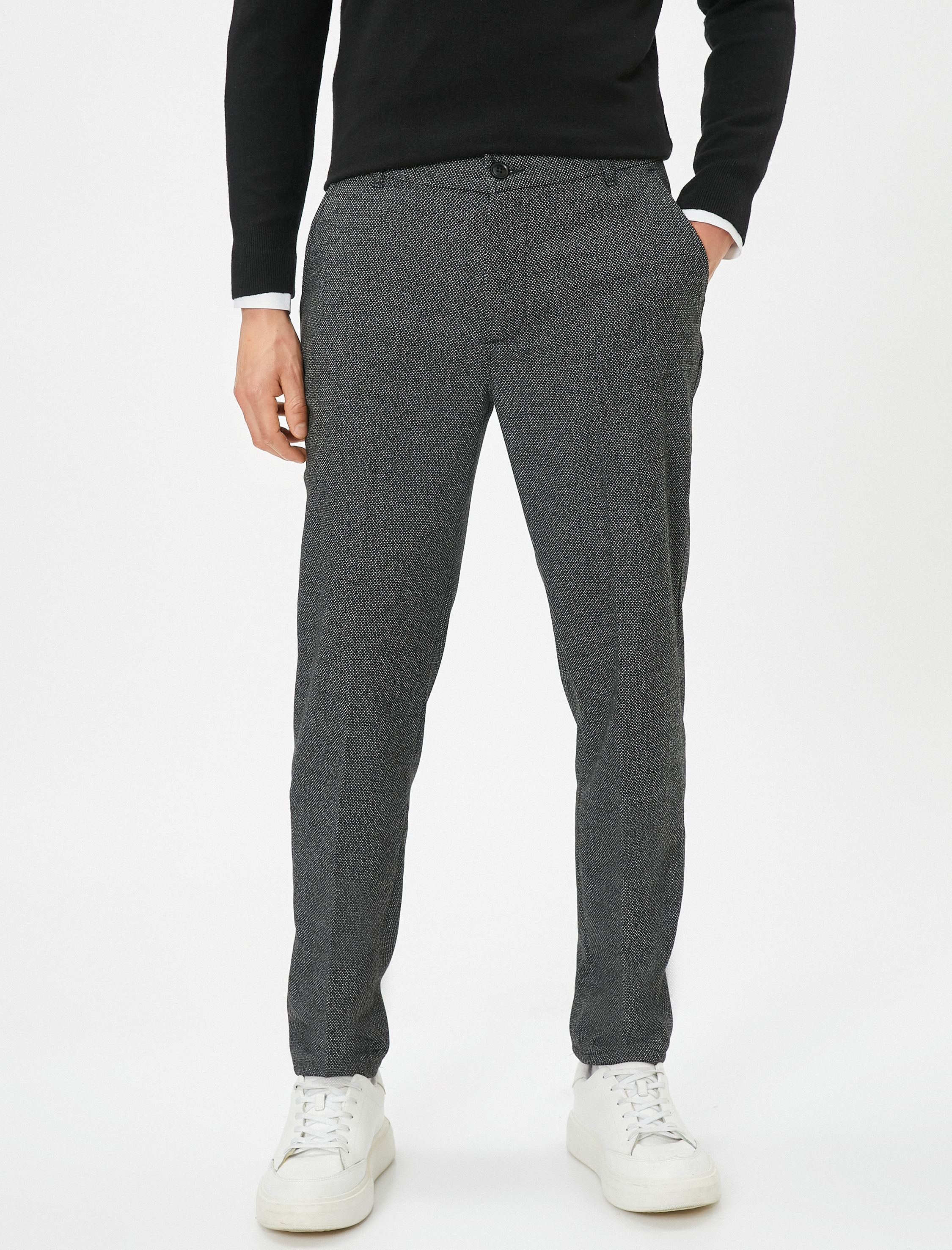 Kırçıllı Dokuma Pantolon Cep Detaylı Düğmeli