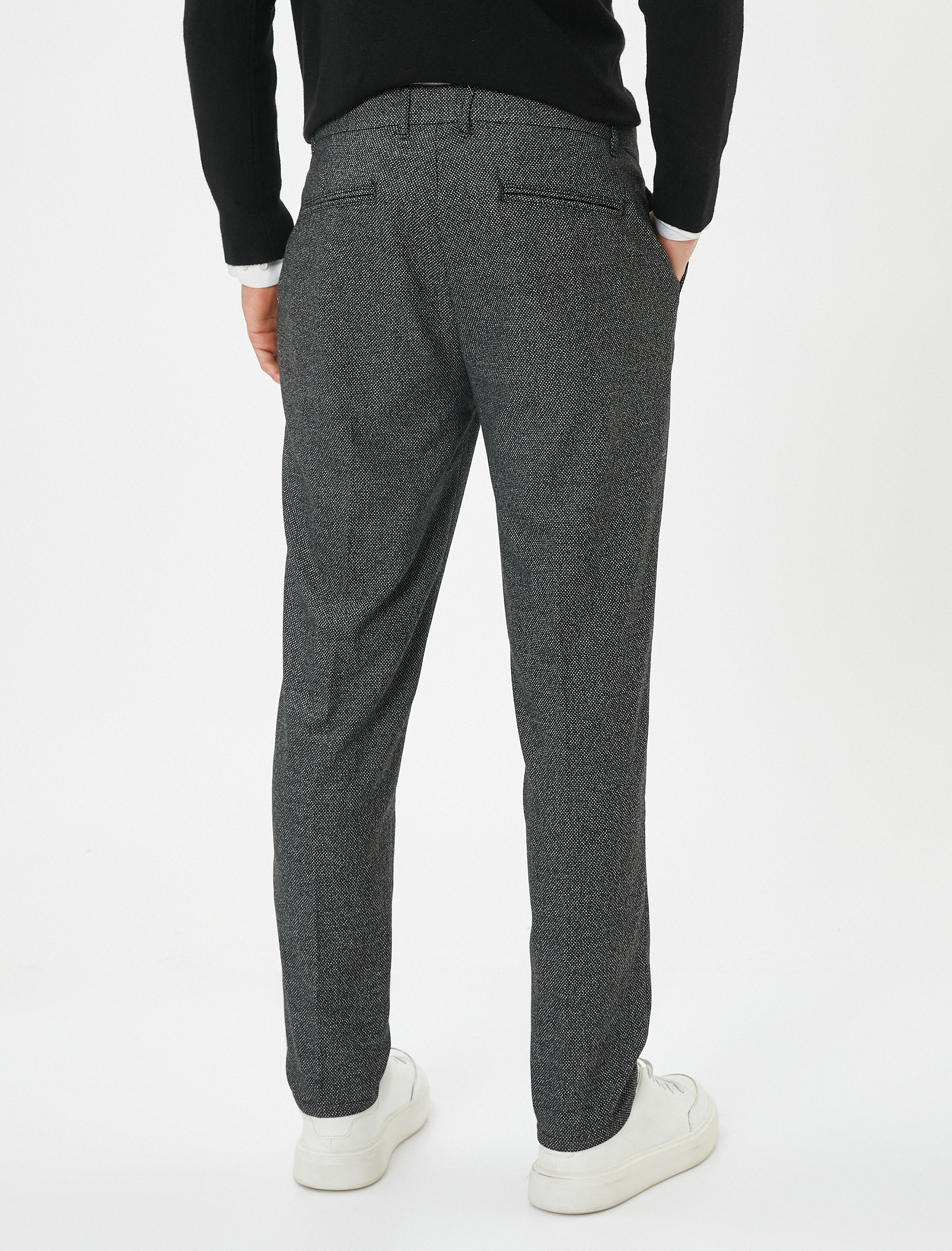 Kırçıllı Dokuma Pantolon Cep Detaylı Düğmeli