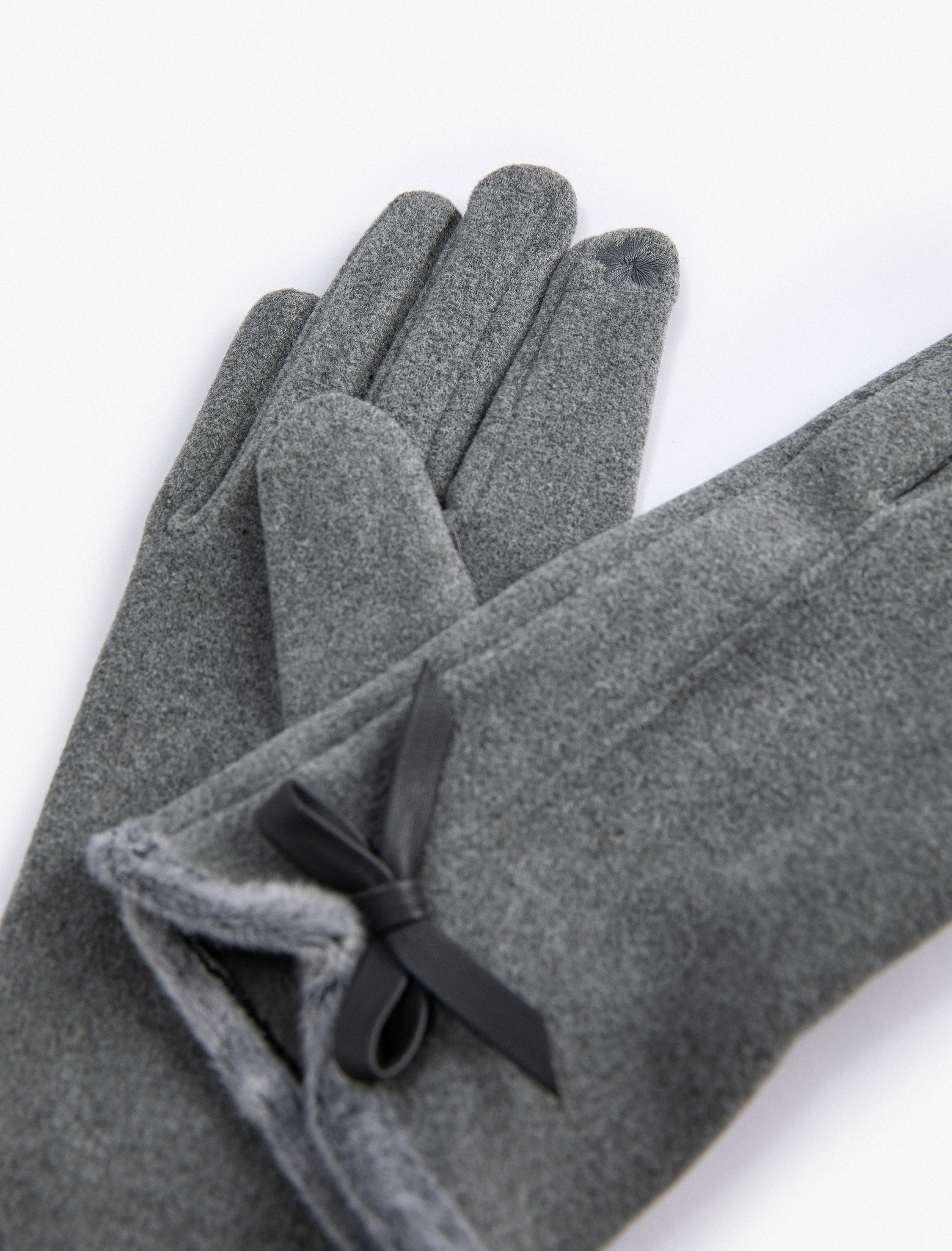 Kadın Eldiven Peluş Detaylı Yumuşak Dokulu