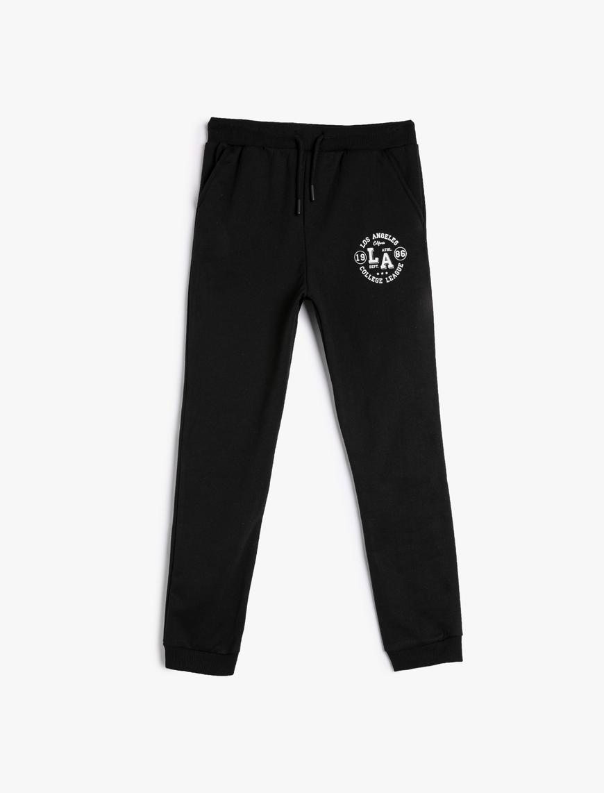  Erkek Çocuk Jogger Eşofman Altı Beli Bağlamalı Cepli Şardonlu Baskılı