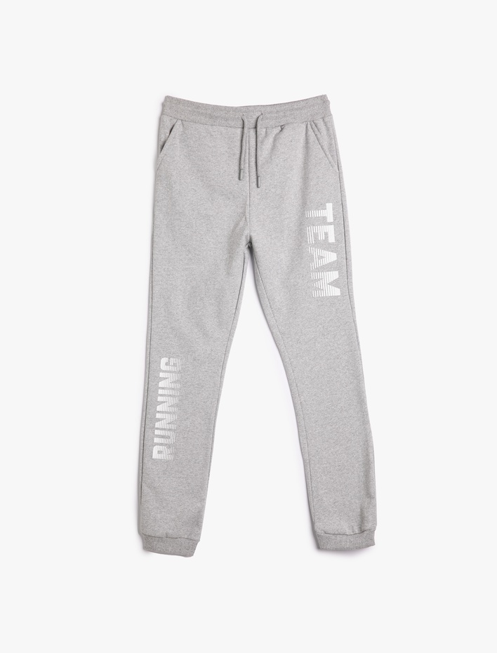 Erkek Çocuk Jogger Eşofman Altı Cepli Beli Bağlamalı Baskı Detaylı