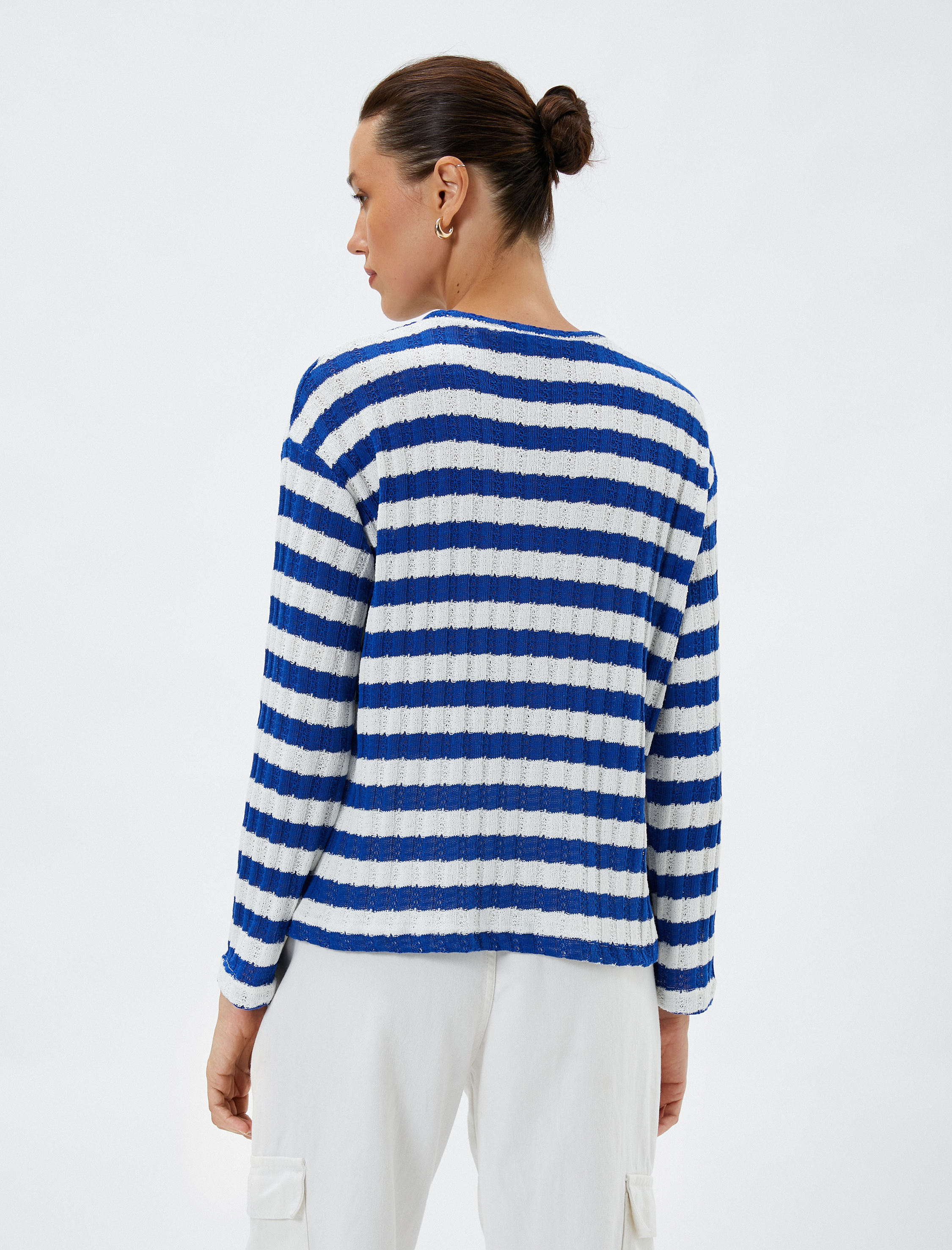   Basic Kazak Bisiklet Yaka Uzun Kollu Dokulu