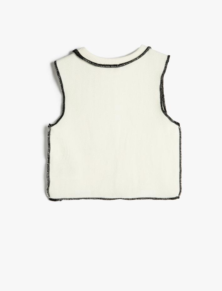 Kız Çocuk Atlet Dikiş Detaylı Kolsuz