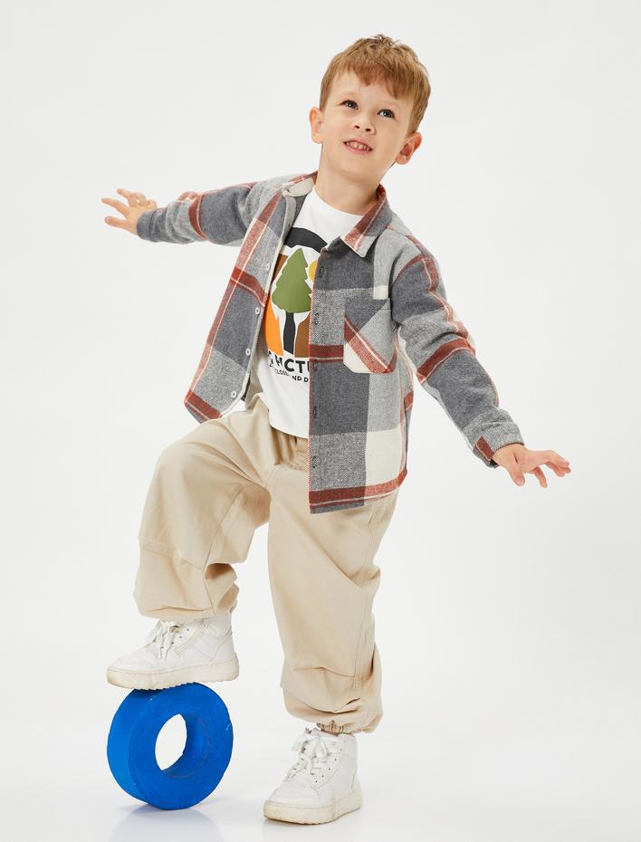 Erkek Bebek Sweatshirt Uzun Kollu Bisiklet Yaka Baskılı Pamuklu
