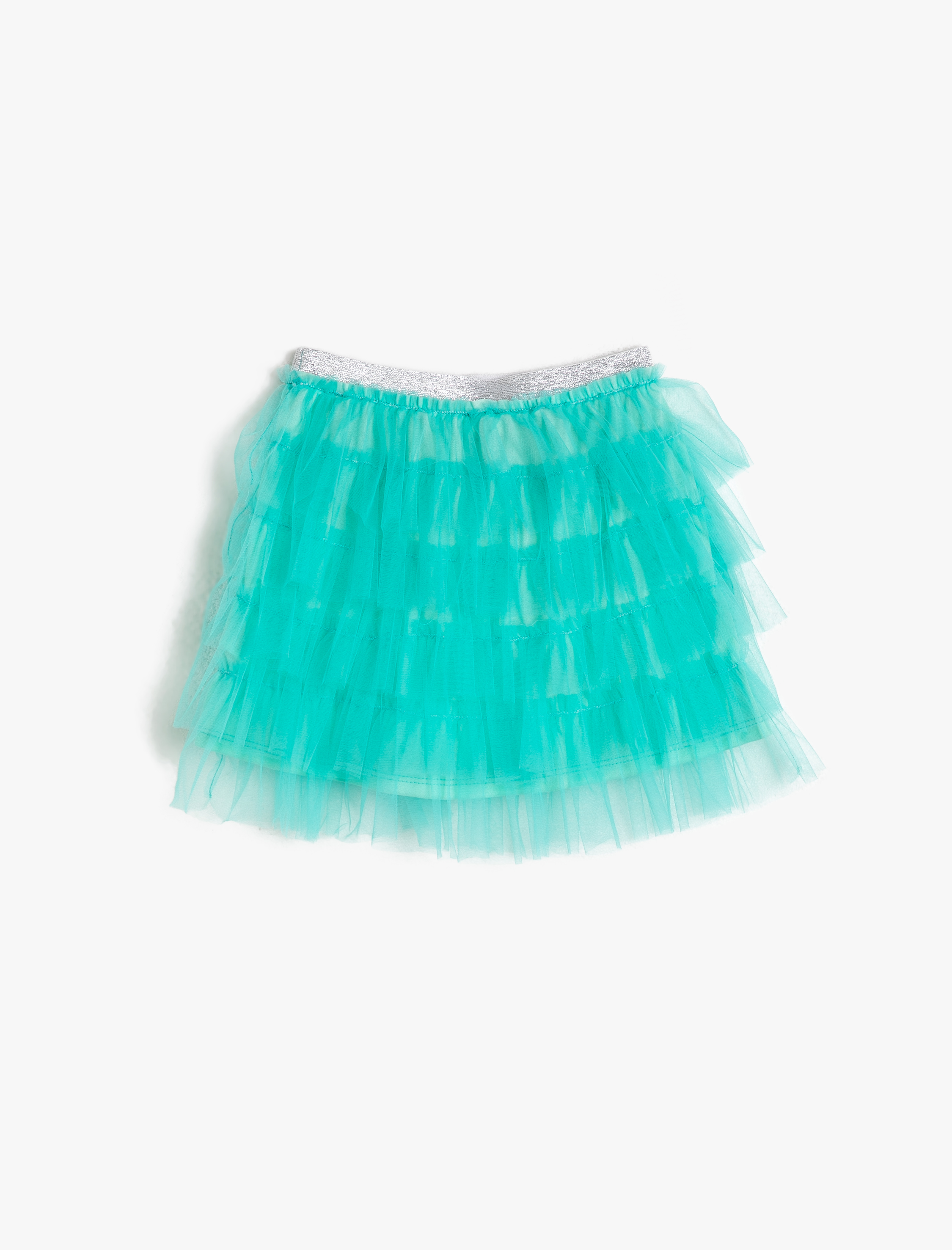  Kız Çocuk Kat Kat Beli Simli Lastikli Orta Boy Tütü Etek