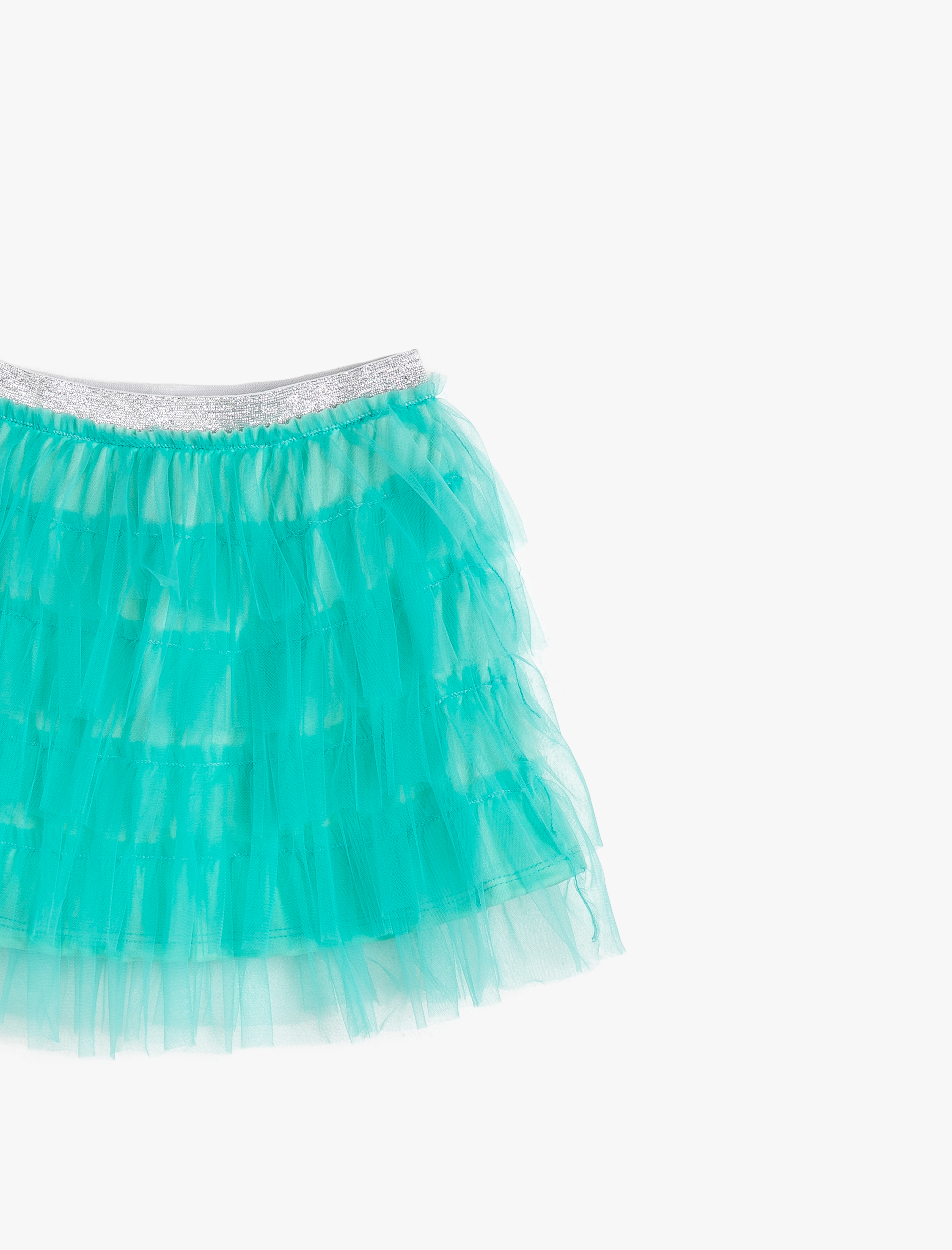  Kız Çocuk Kat Kat Beli Simli Lastikli Orta Boy Tütü Etek