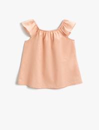 Kolları Fırfırlı Bluz Pamuklu