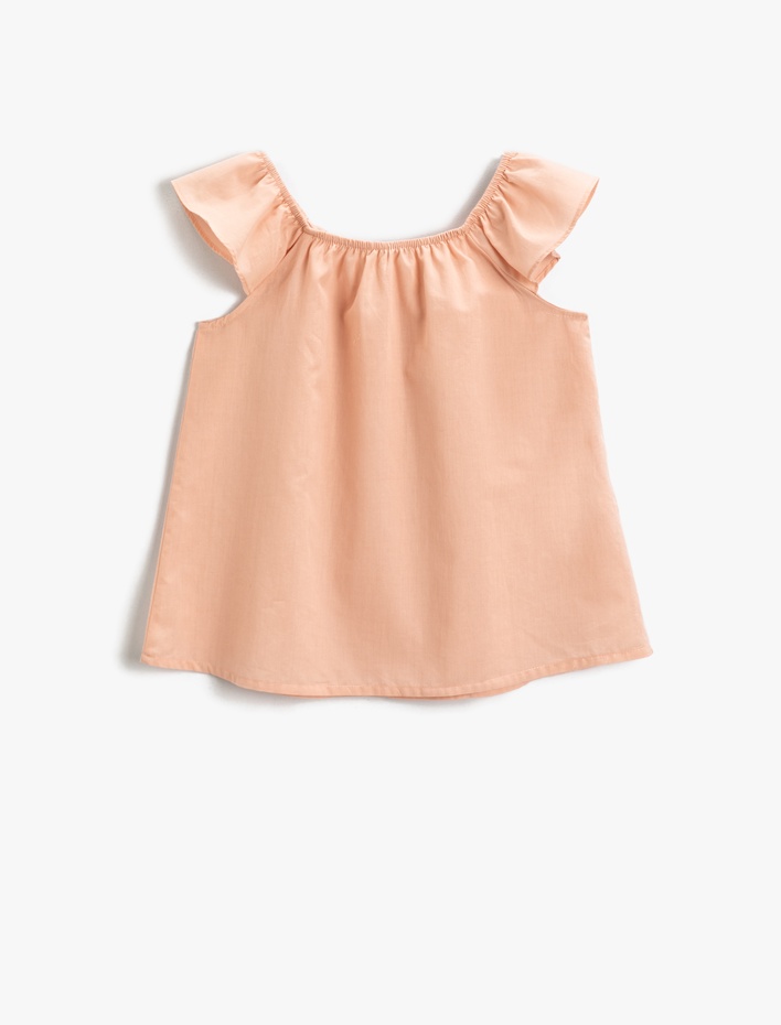 Kız Çocuk Kolları Fırfırlı Bluz Pamuklu