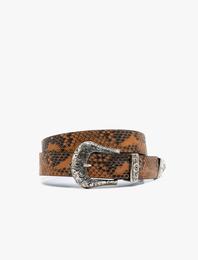 Yılan Derisi Desenli Kemer