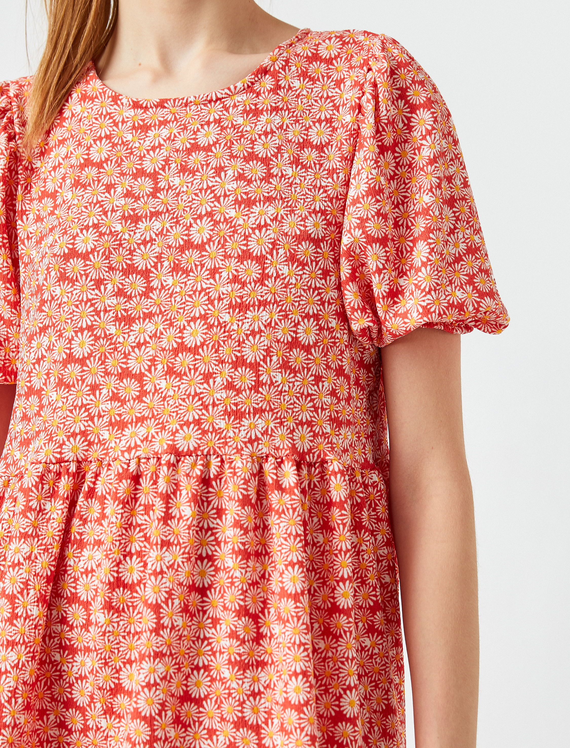   Balon Kollu Mini Elbise