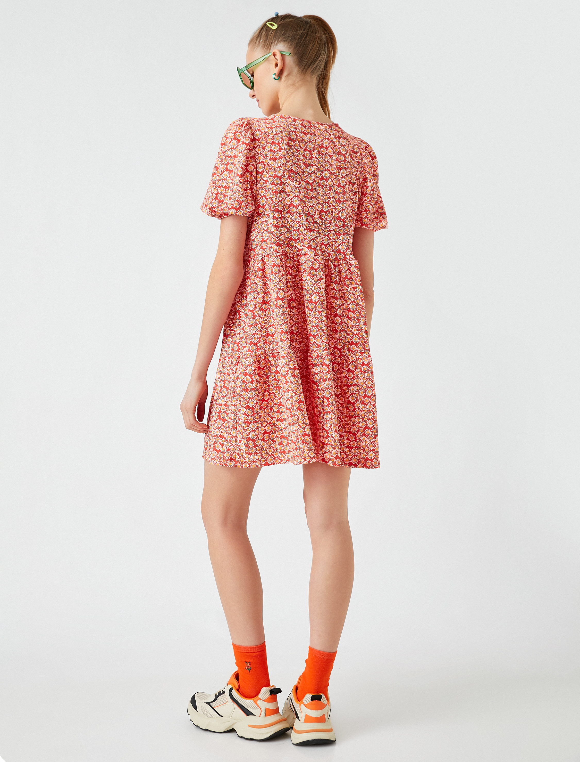   Balon Kollu Mini Elbise