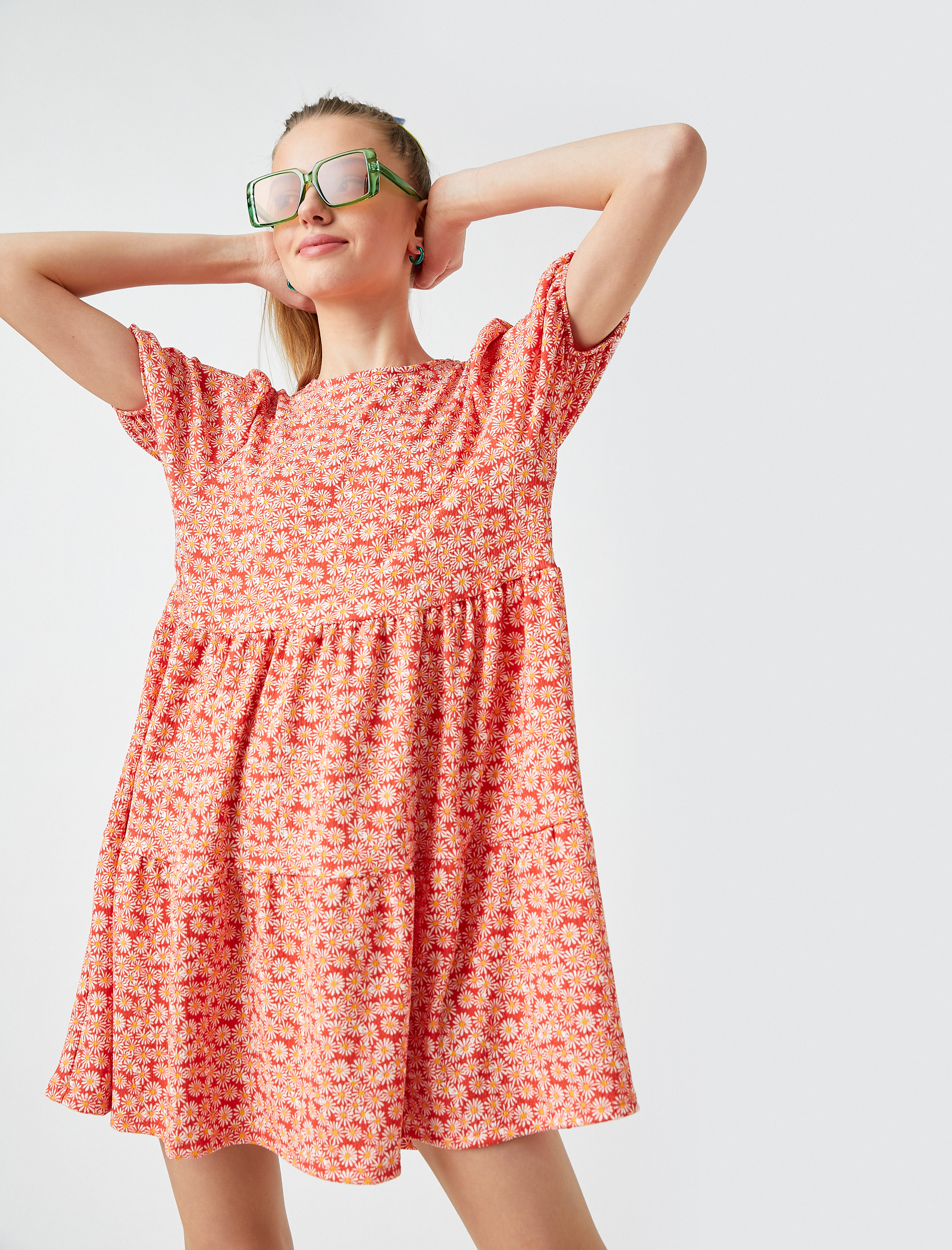   Balon Kollu Mini Elbise