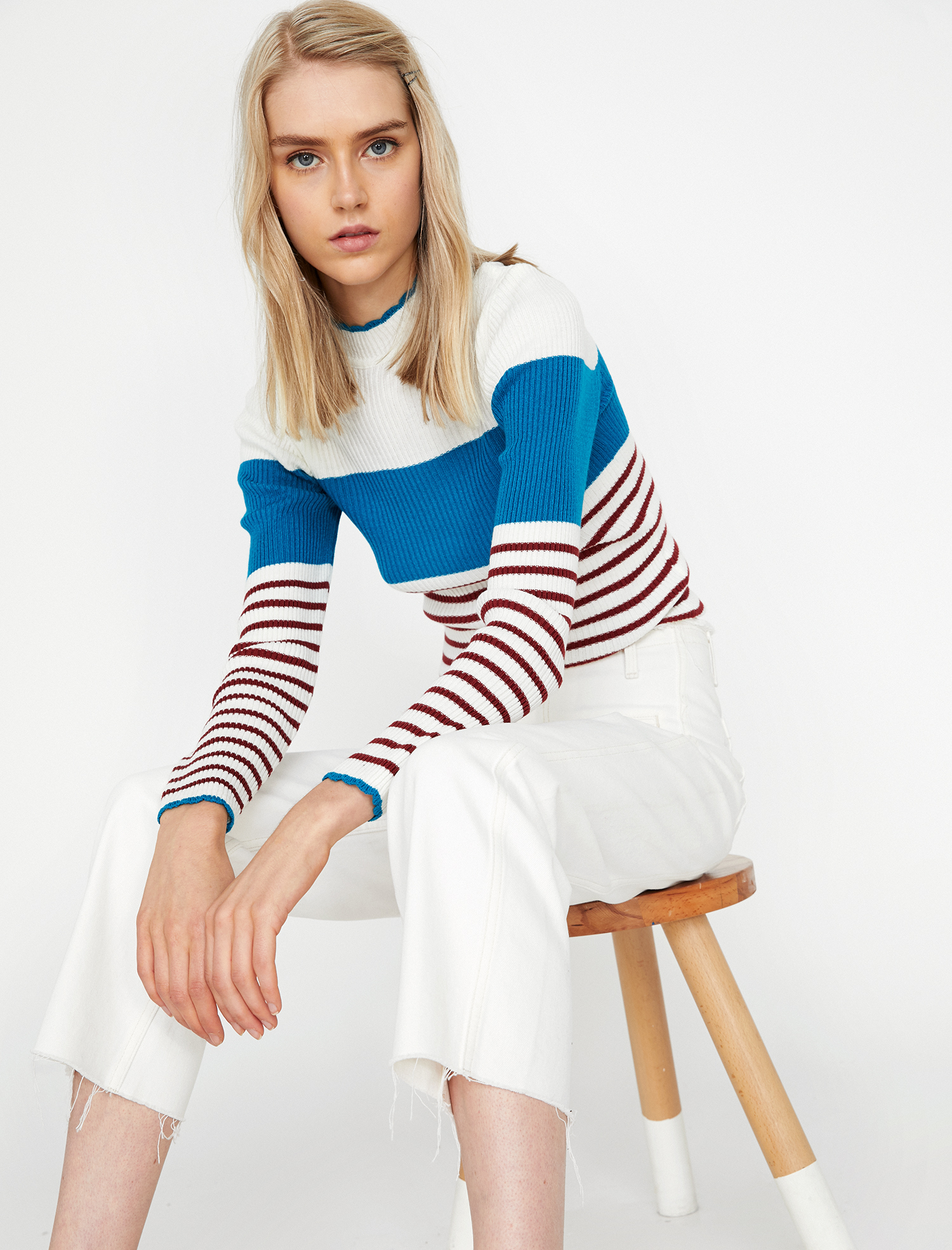   Çizgili Triko Kazak