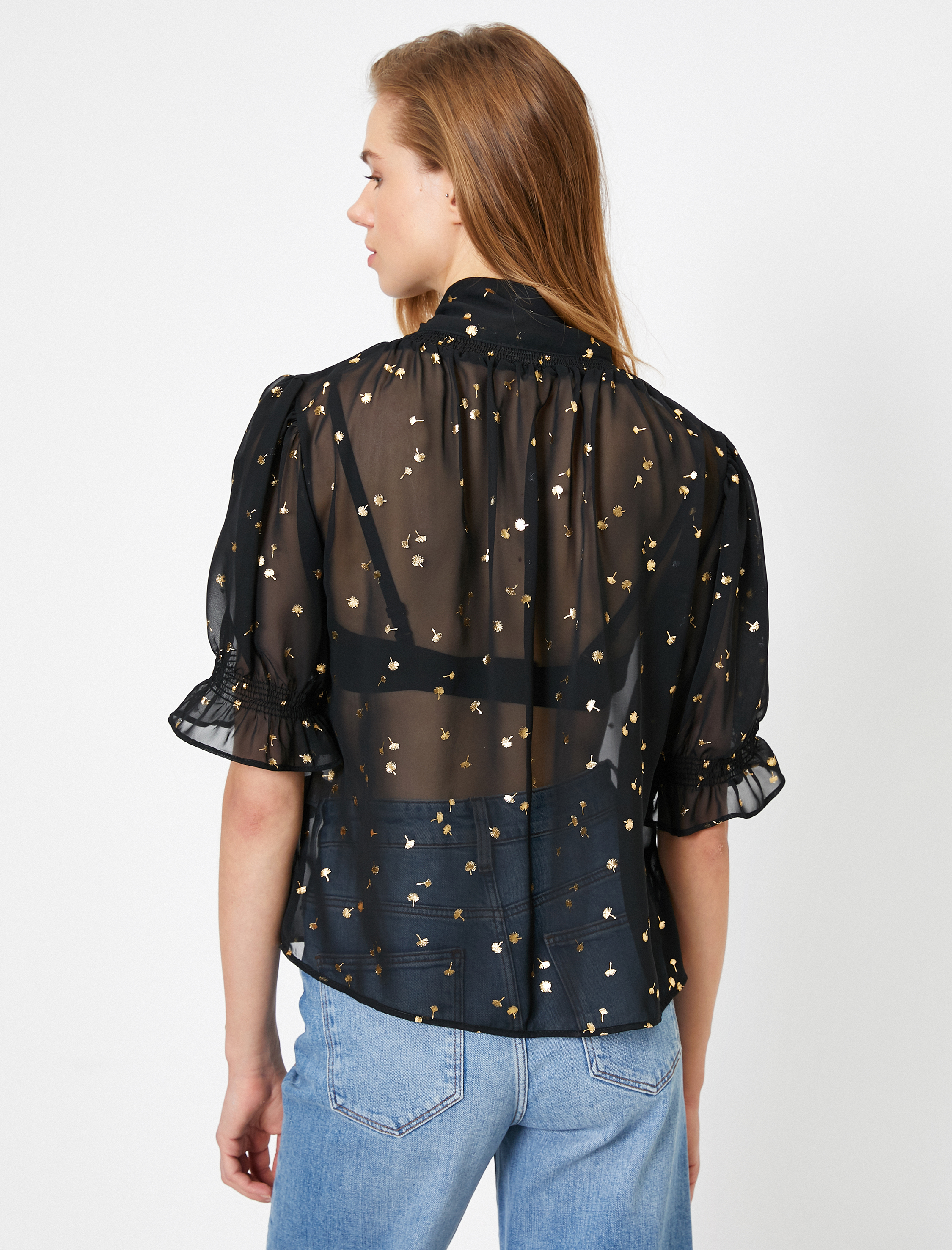   Varak Baskılı Kısa Kollu Bluz