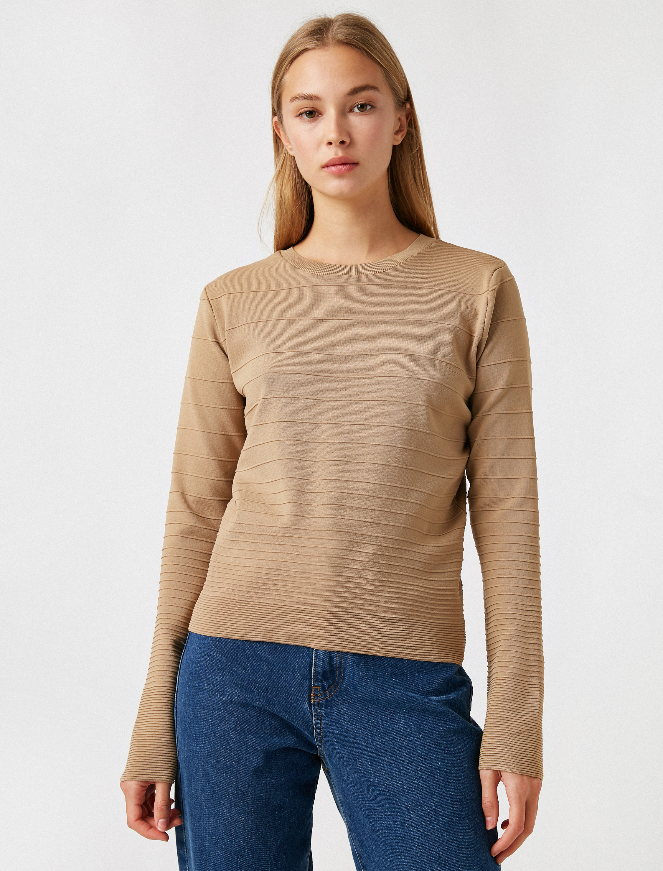   Bisiklet Yaka Uzun Kollu Triko Kazak