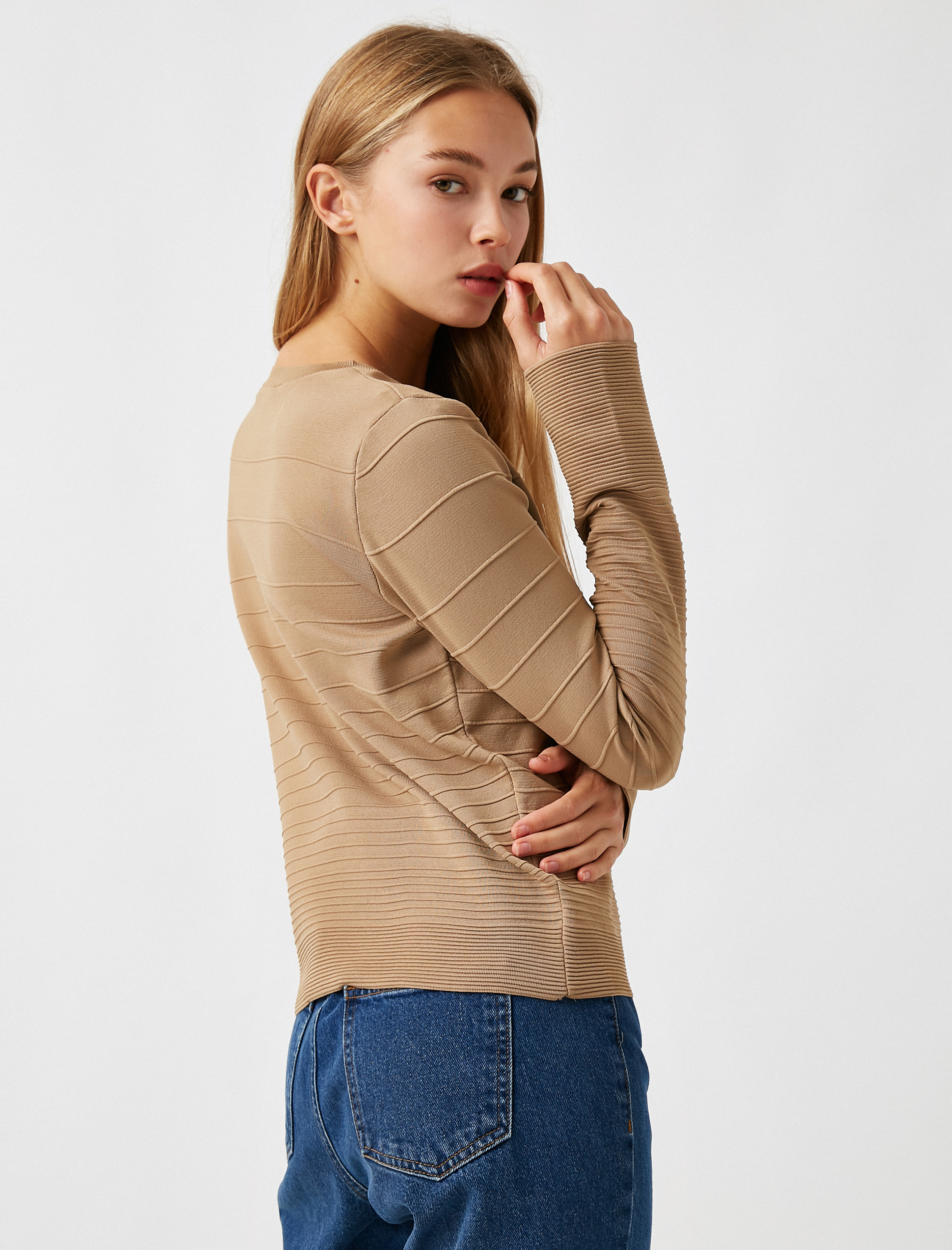   Bisiklet Yaka Uzun Kollu Triko Kazak