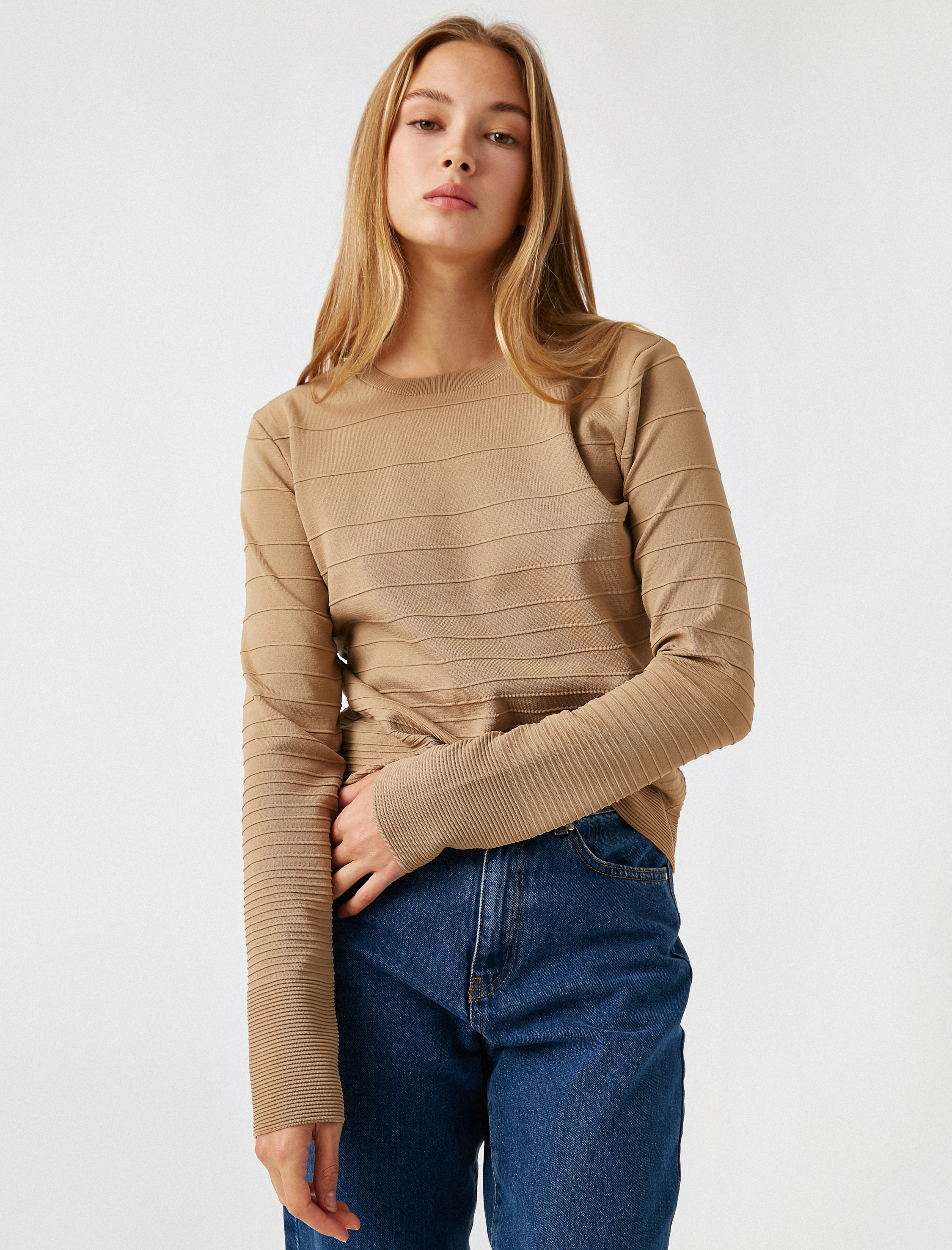   Bisiklet Yaka Uzun Kollu Triko Kazak