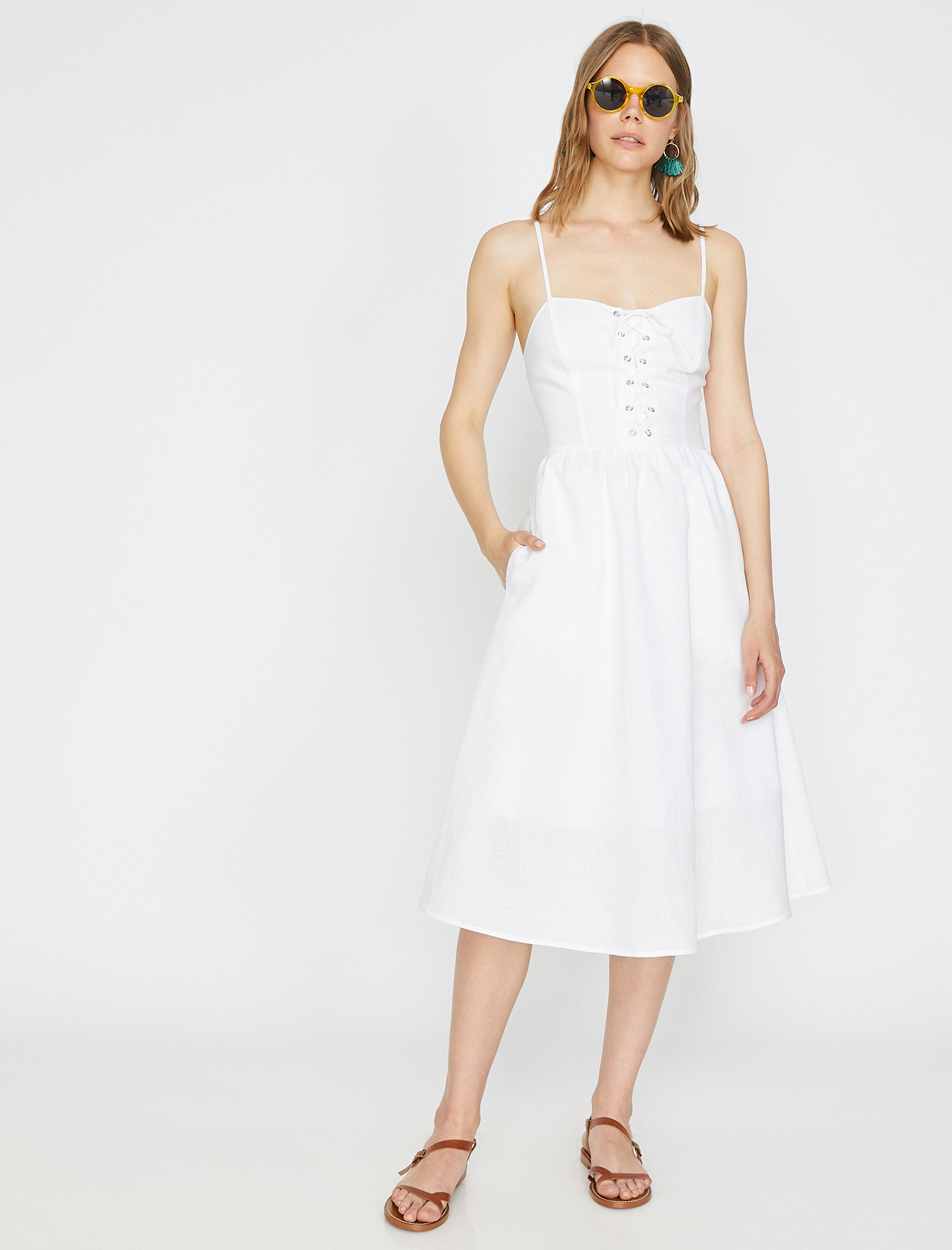   Askılı Midi Boy Elbise