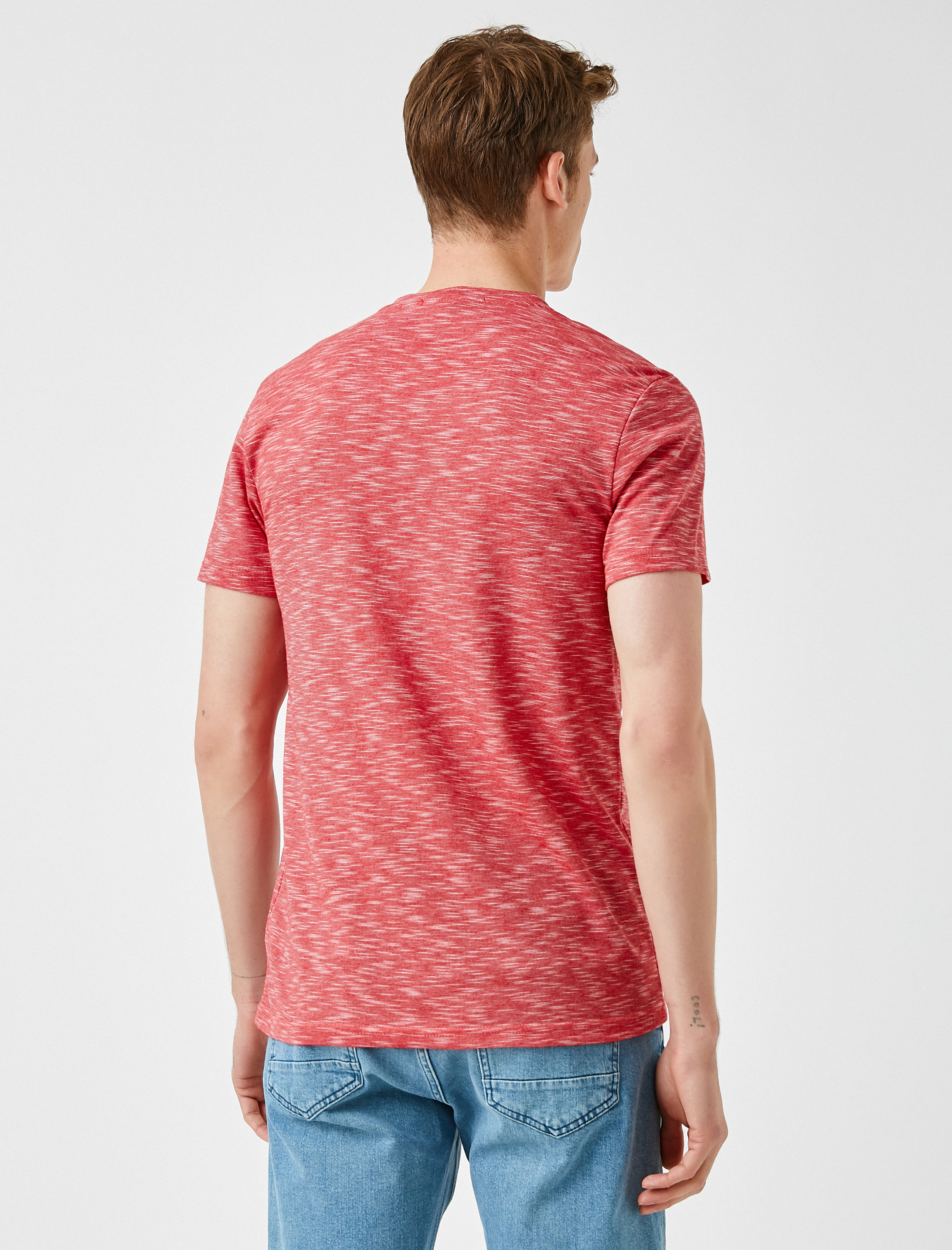   Yazılı Tişört Kısa Kollu Bisiklet Yaka Pamuklu Slim Fit