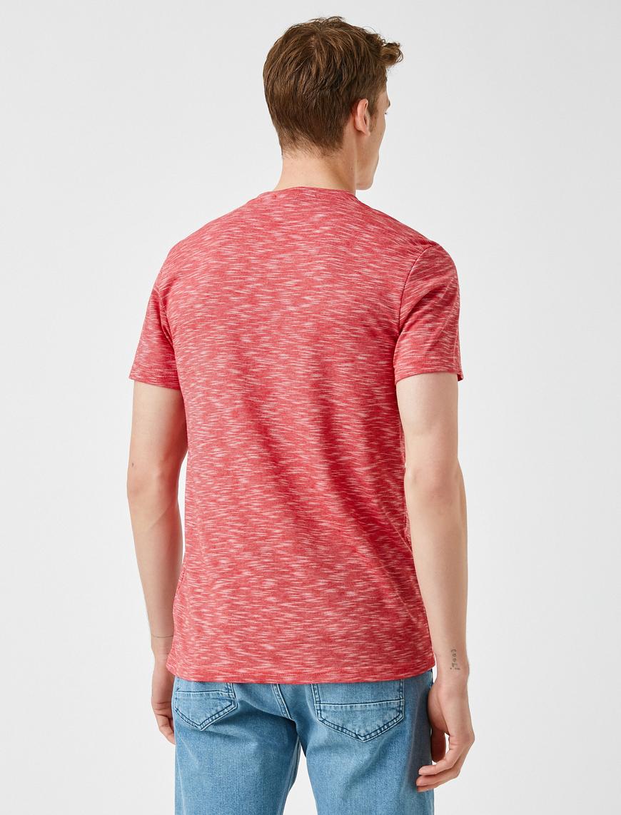   Yazılı Tişört Kısa Kollu Bisiklet Yaka Pamuklu Slim Fit
