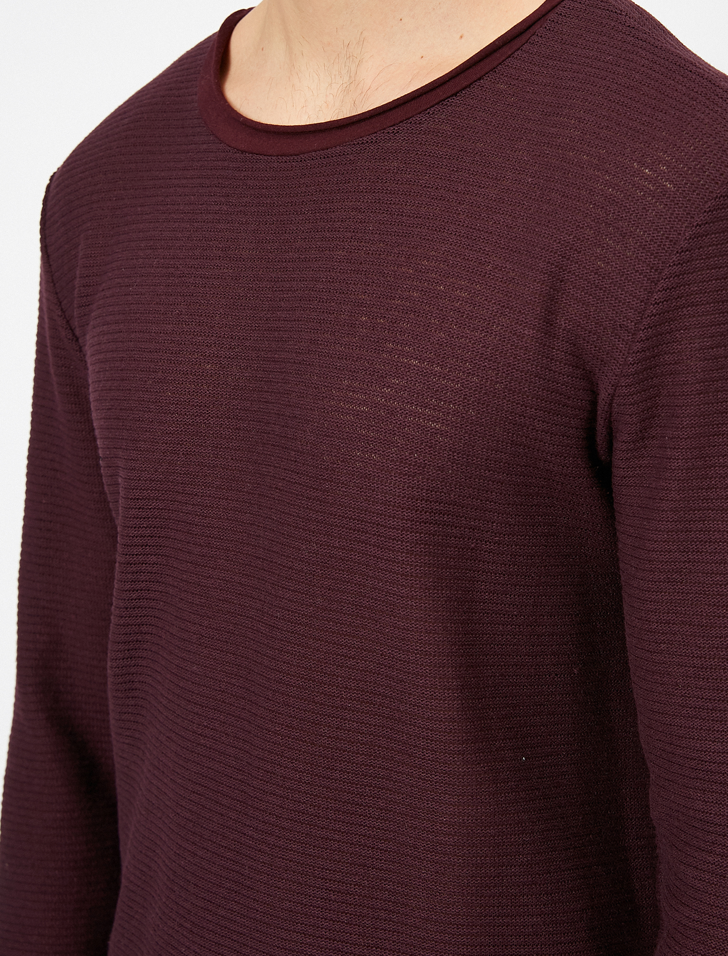   Bisiklet Yaka Dokulu Kumaş Mevsimlik Slim Fit Kazak