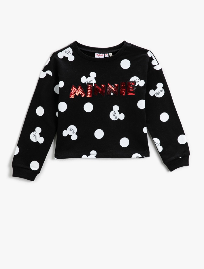 Kız Çocuk Minnie Mouse Lisanslı Pullu Sweatshirt