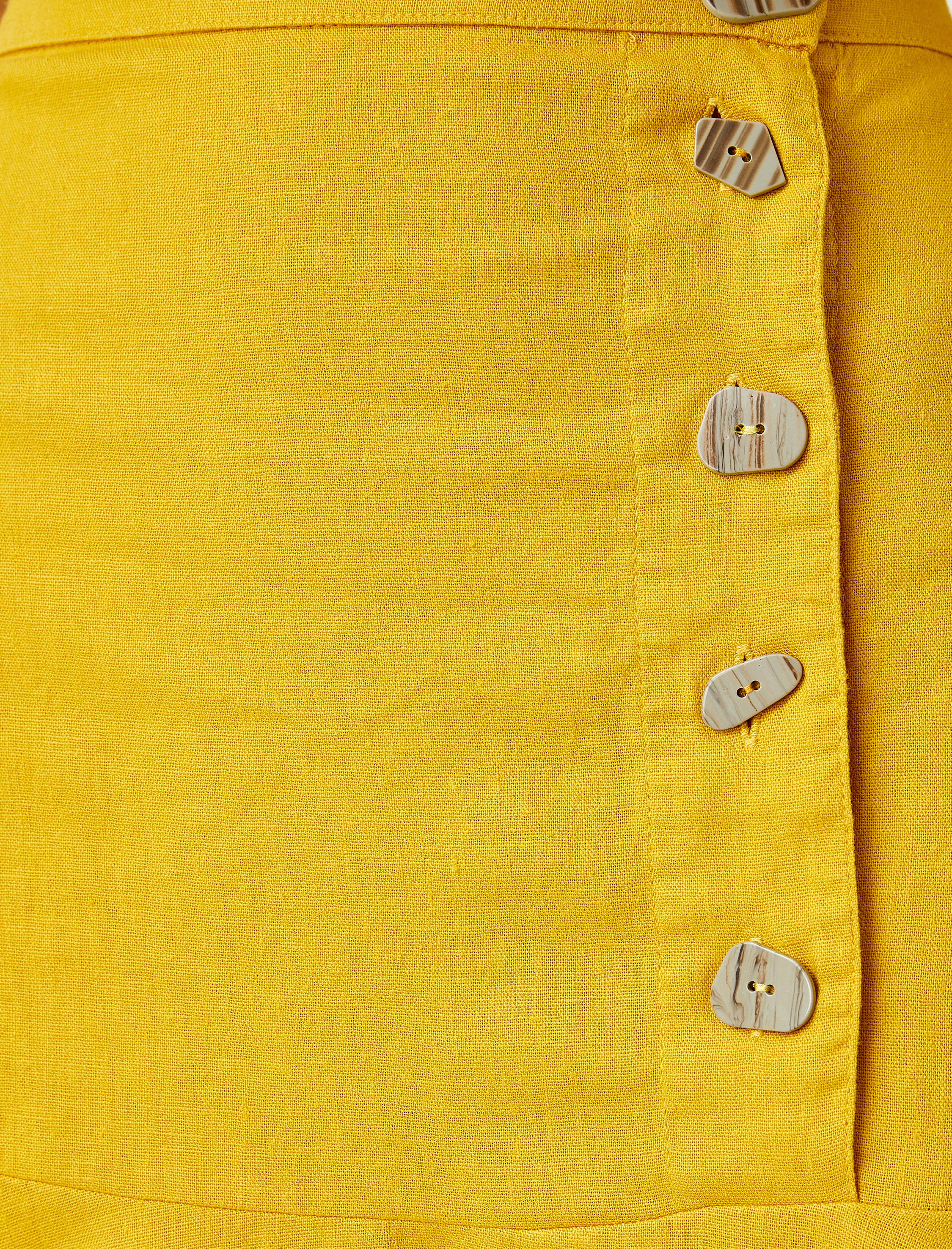   Keten Karışımlı Yüksek Bel Etek