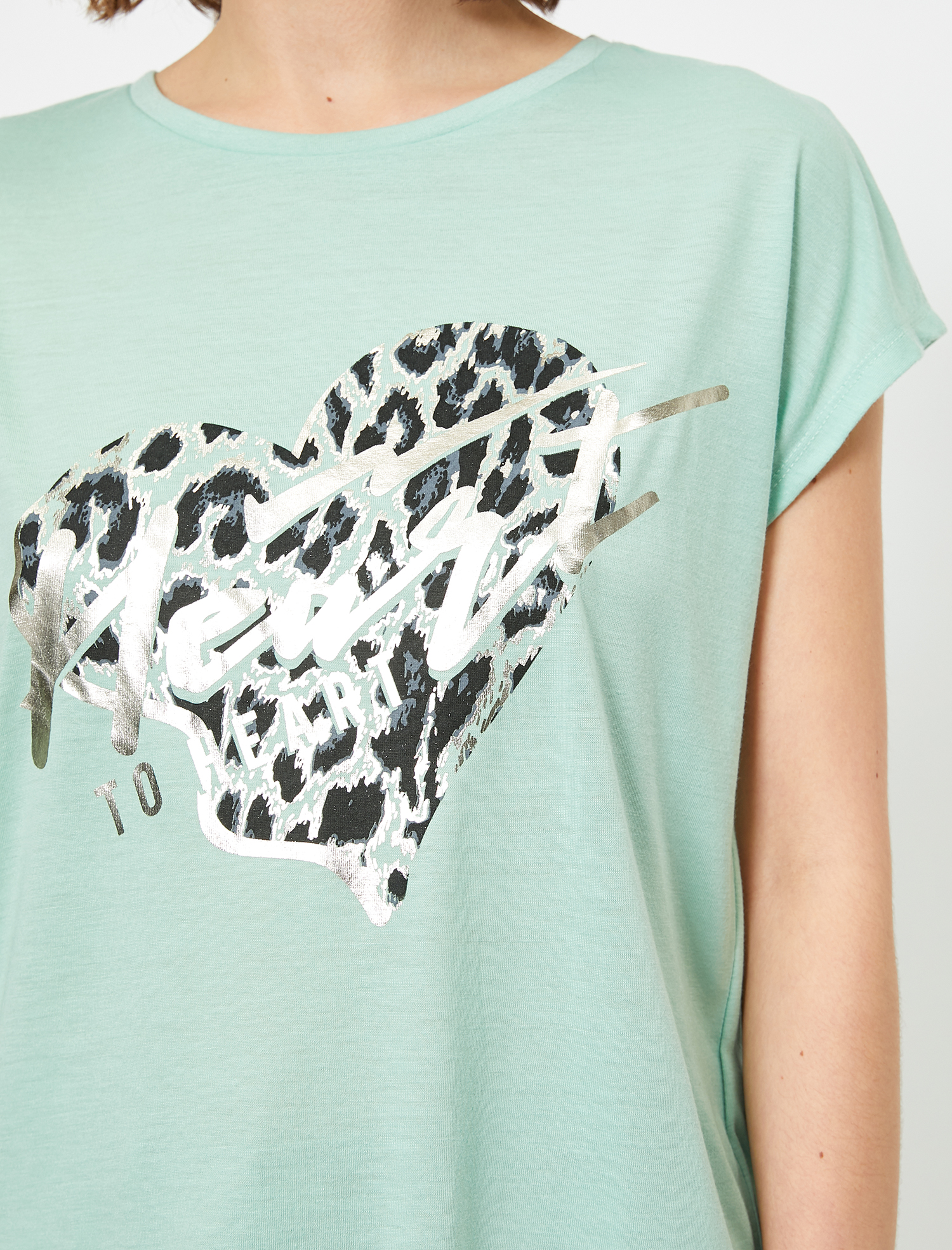   Baskılı Bisiklet Yaka Kısa Kollu Tişört