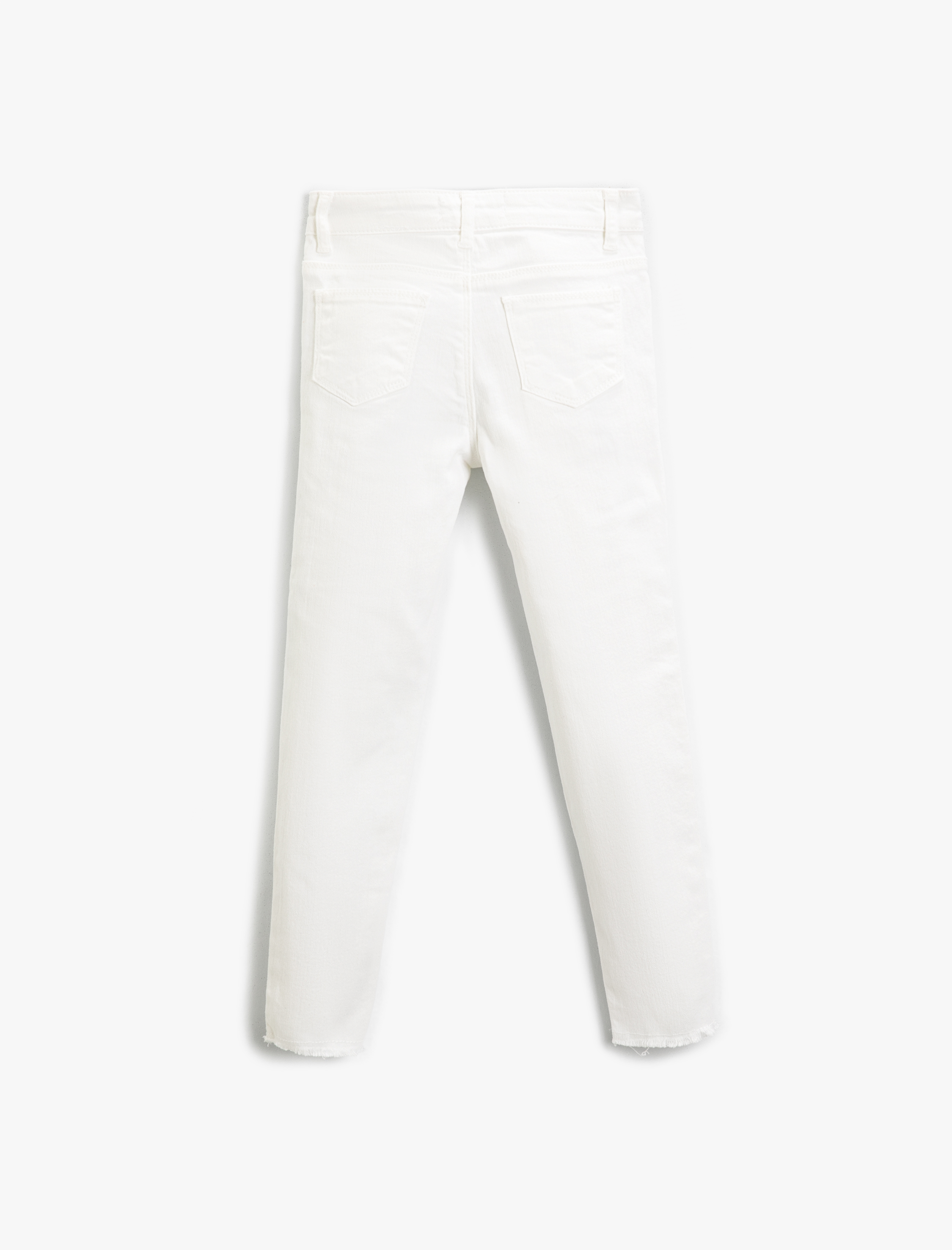  Kız Çocuk Kot Pantolon Destroylu Cepli Pamuklu - Slim Jean