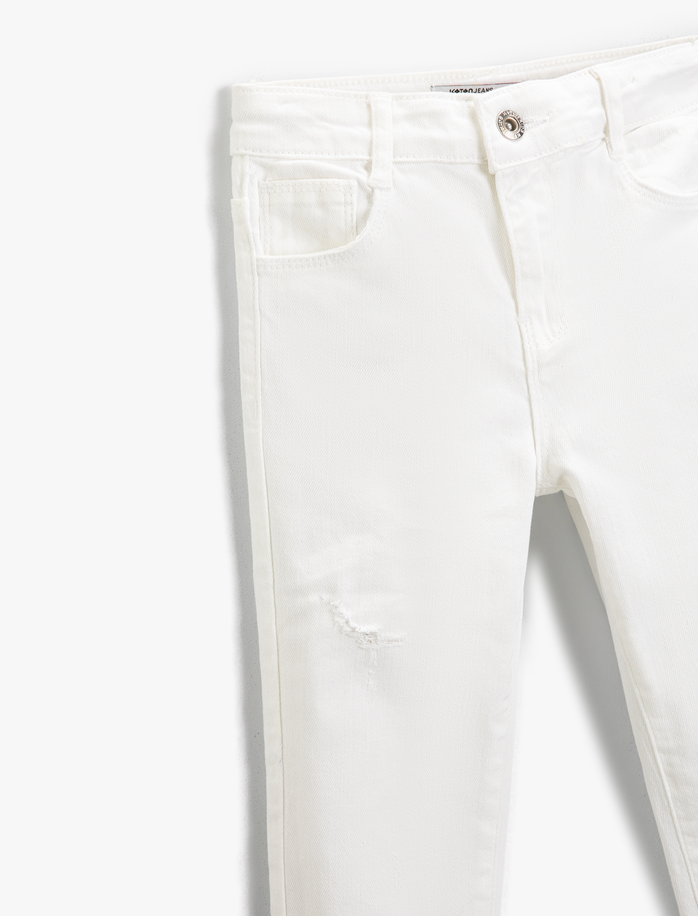  Kız Çocuk Kot Pantolon Destroylu Cepli Pamuklu - Slim Jean