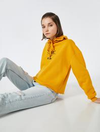 Elmas Baskılı Kapüşonlu Sweatshirt