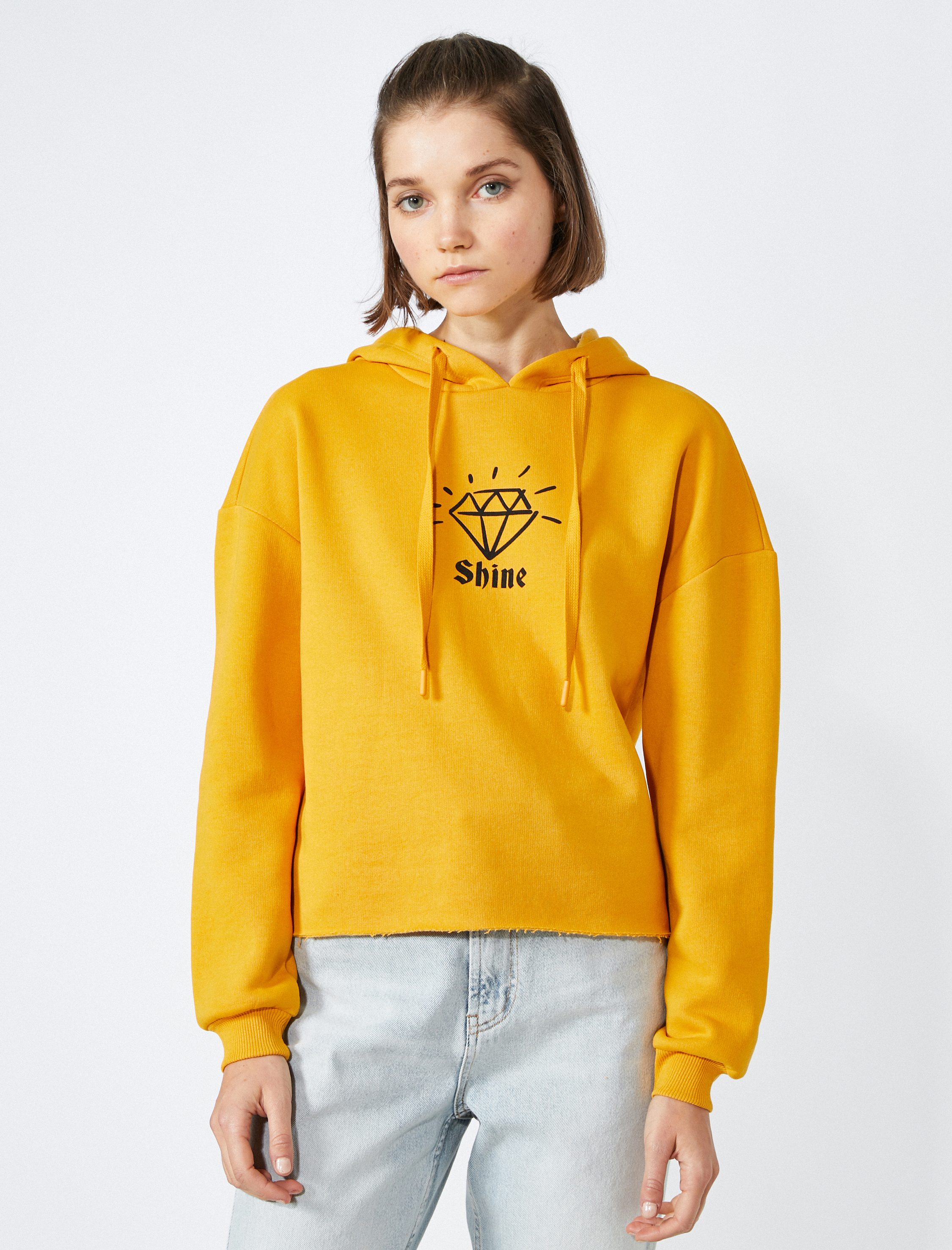   Elmas Baskılı Kapüşonlu Sweatshirt