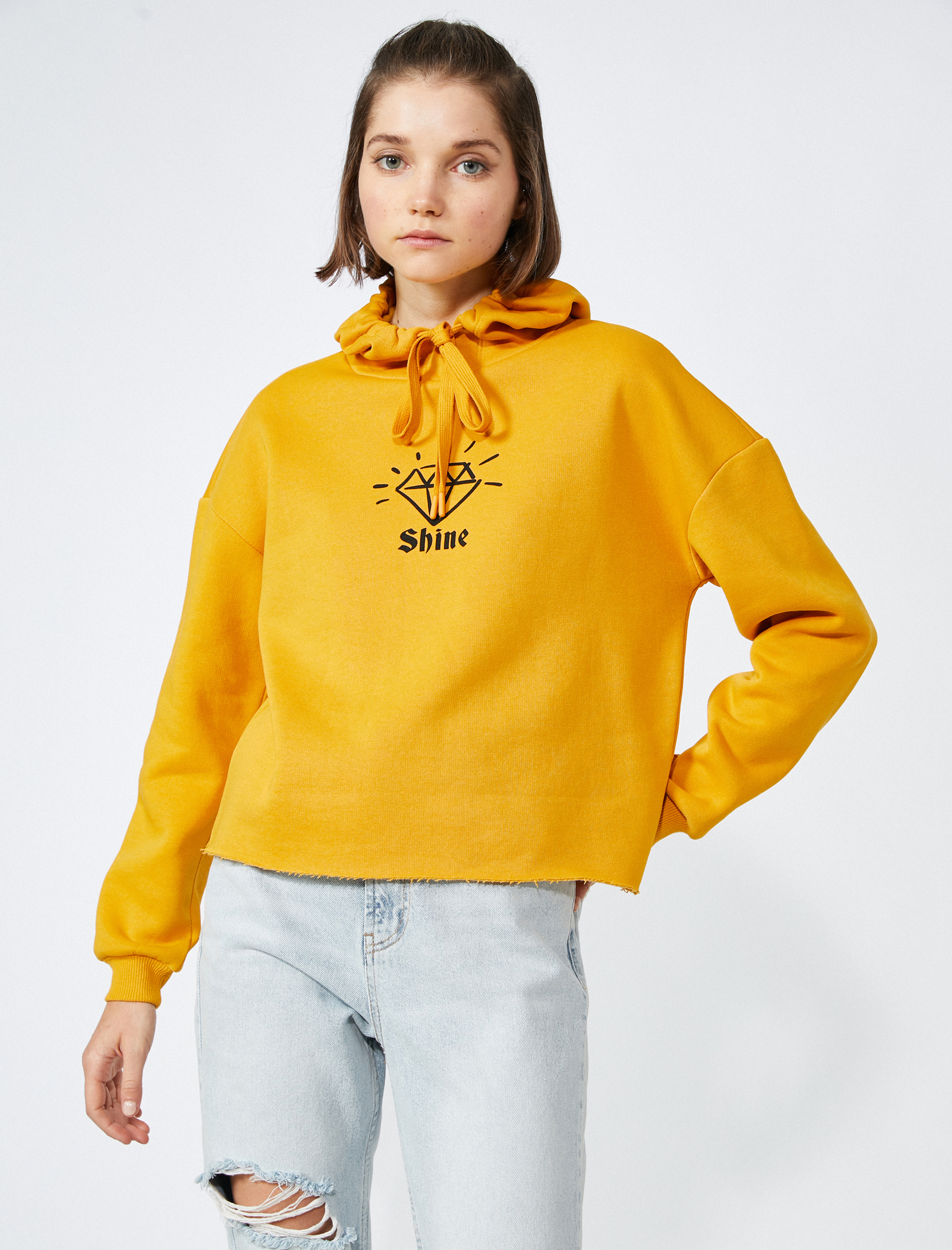   Elmas Baskılı Kapüşonlu Sweatshirt