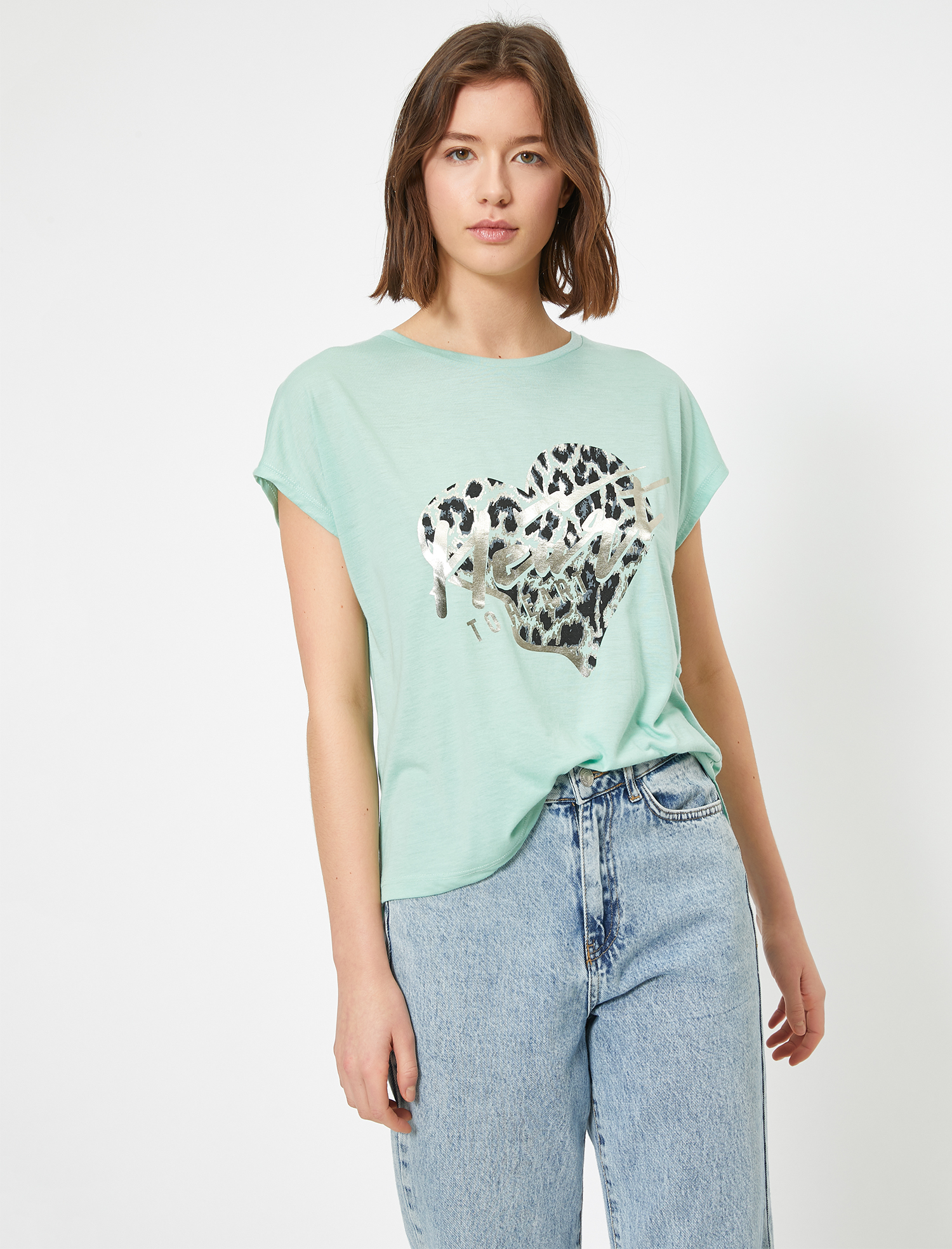   Baskılı Bisiklet Yaka Kısa Kollu Tişört