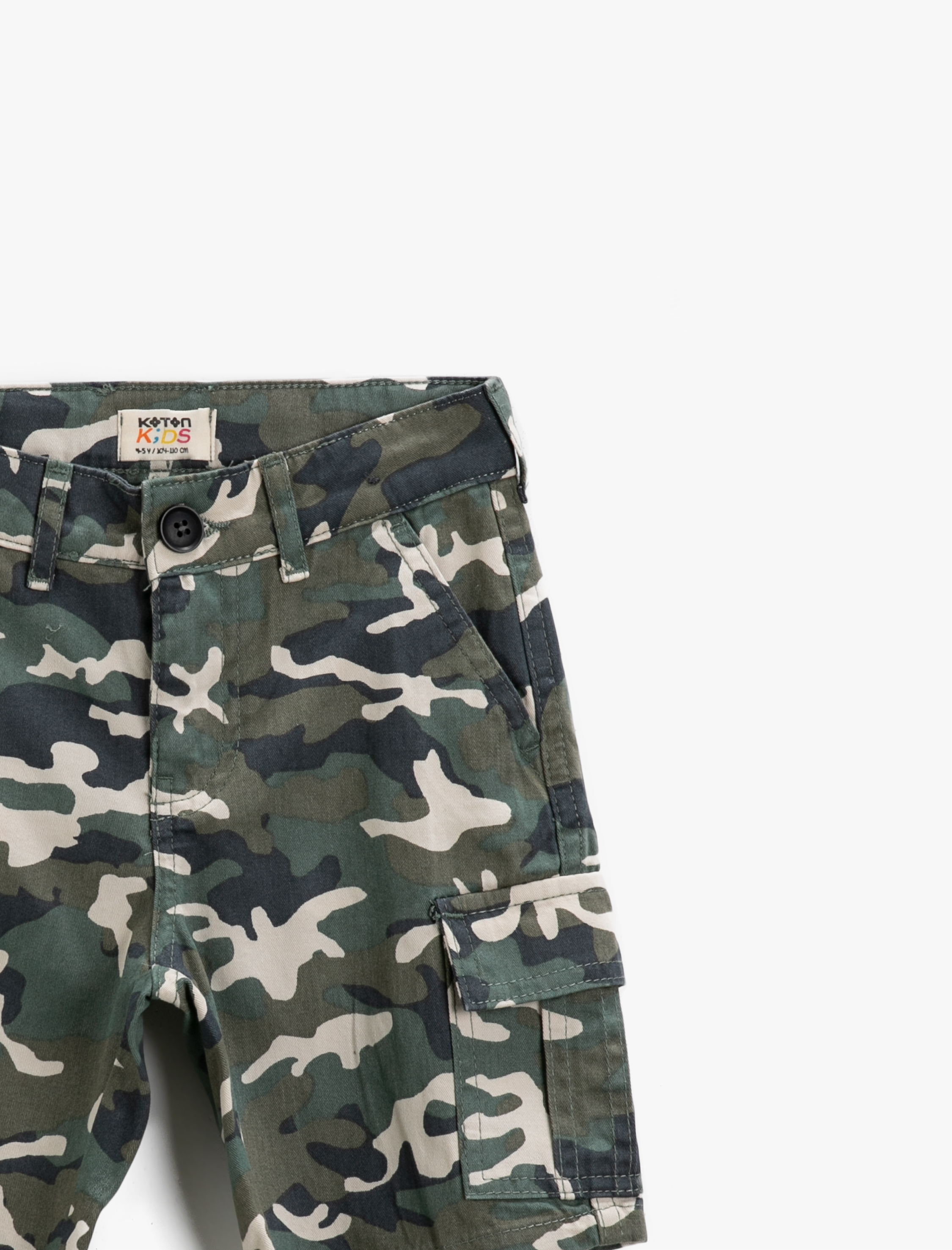  Erkek Çocuk Kamuflaj Desenli Şort Kargo Cepli Pamuklu