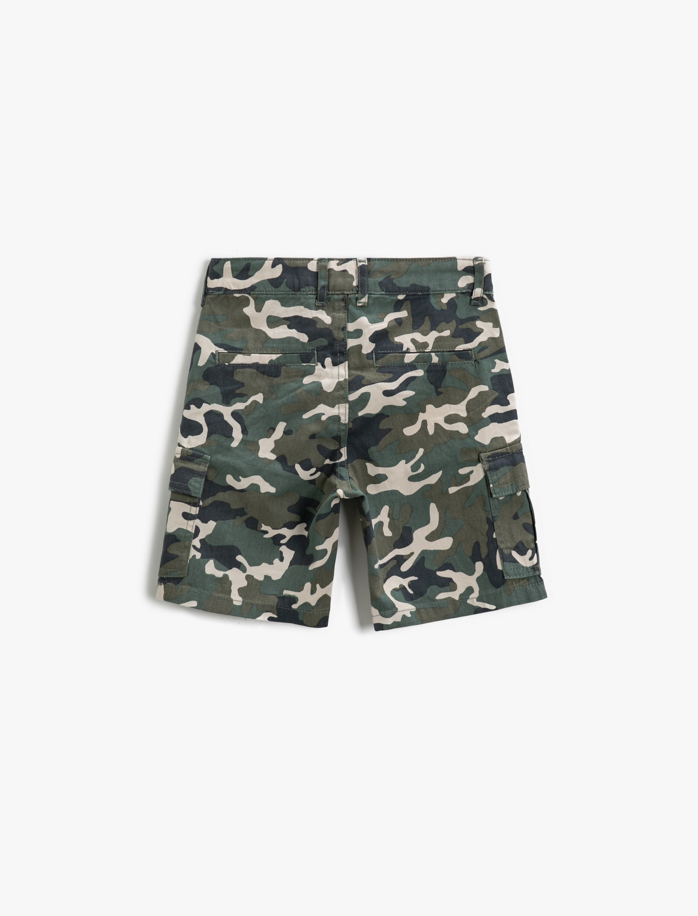  Erkek Çocuk Kamuflaj Desenli Şort Kargo Cepli Pamuklu