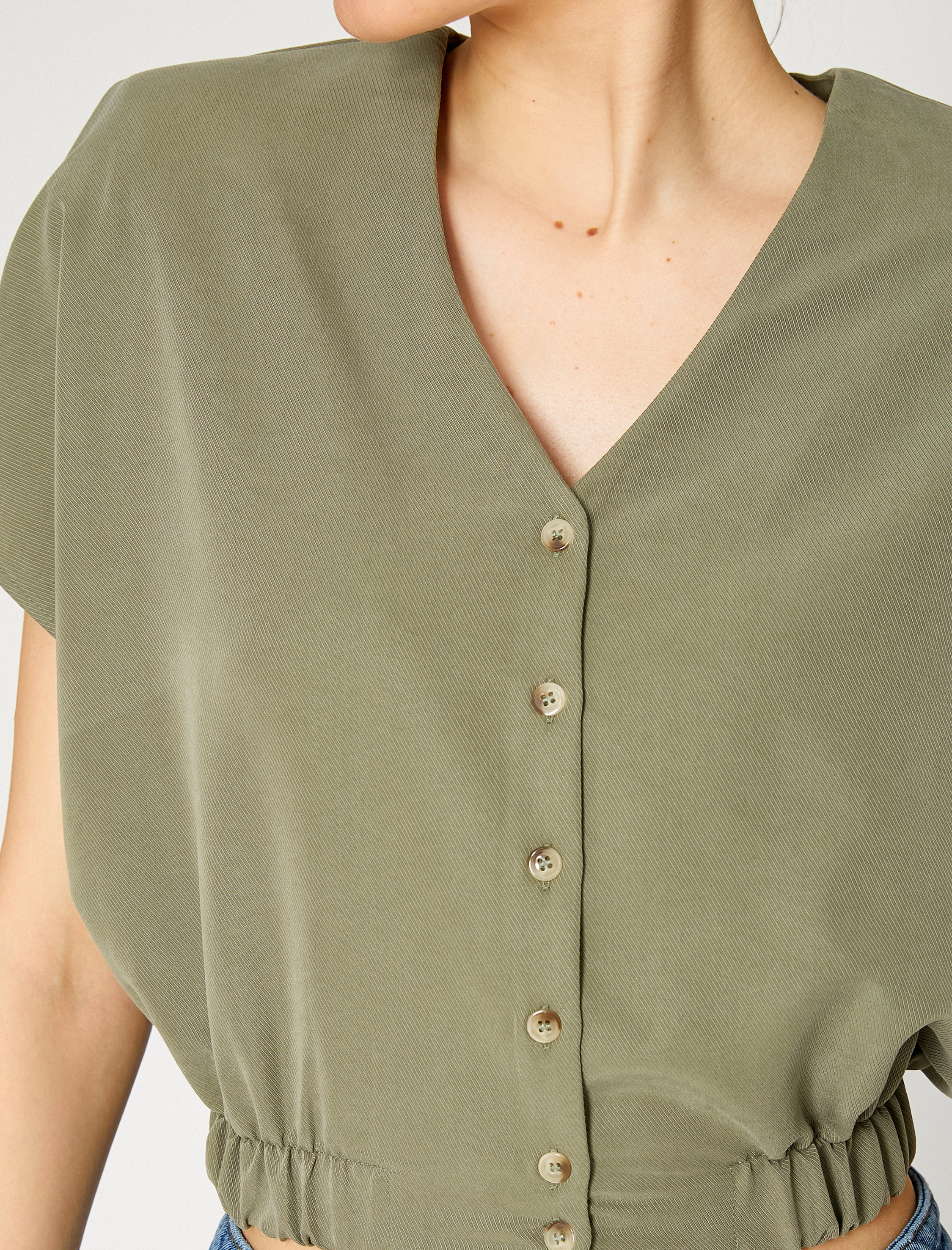   Crop Gömlek Kısa Kollu