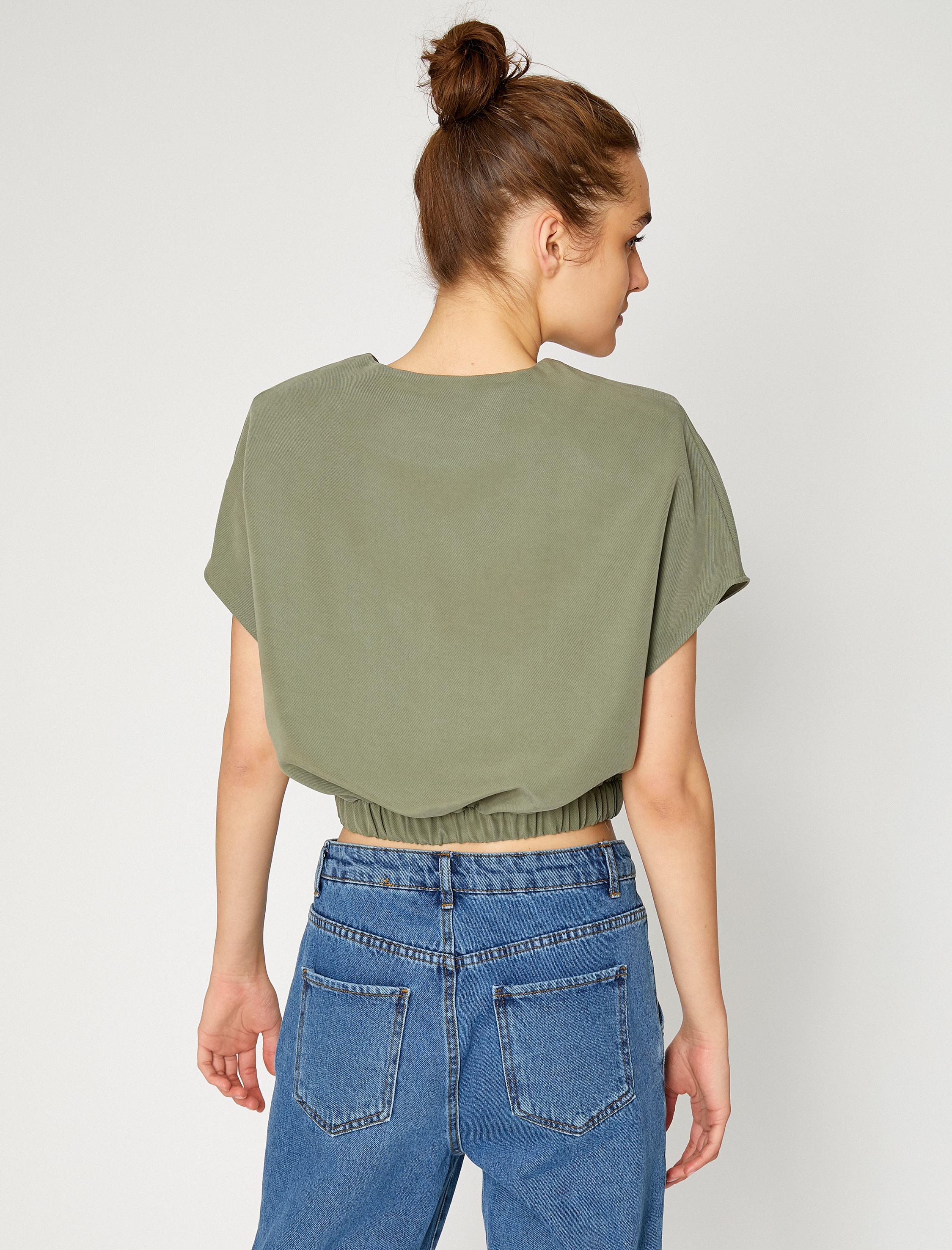   Crop Gömlek Kısa Kollu